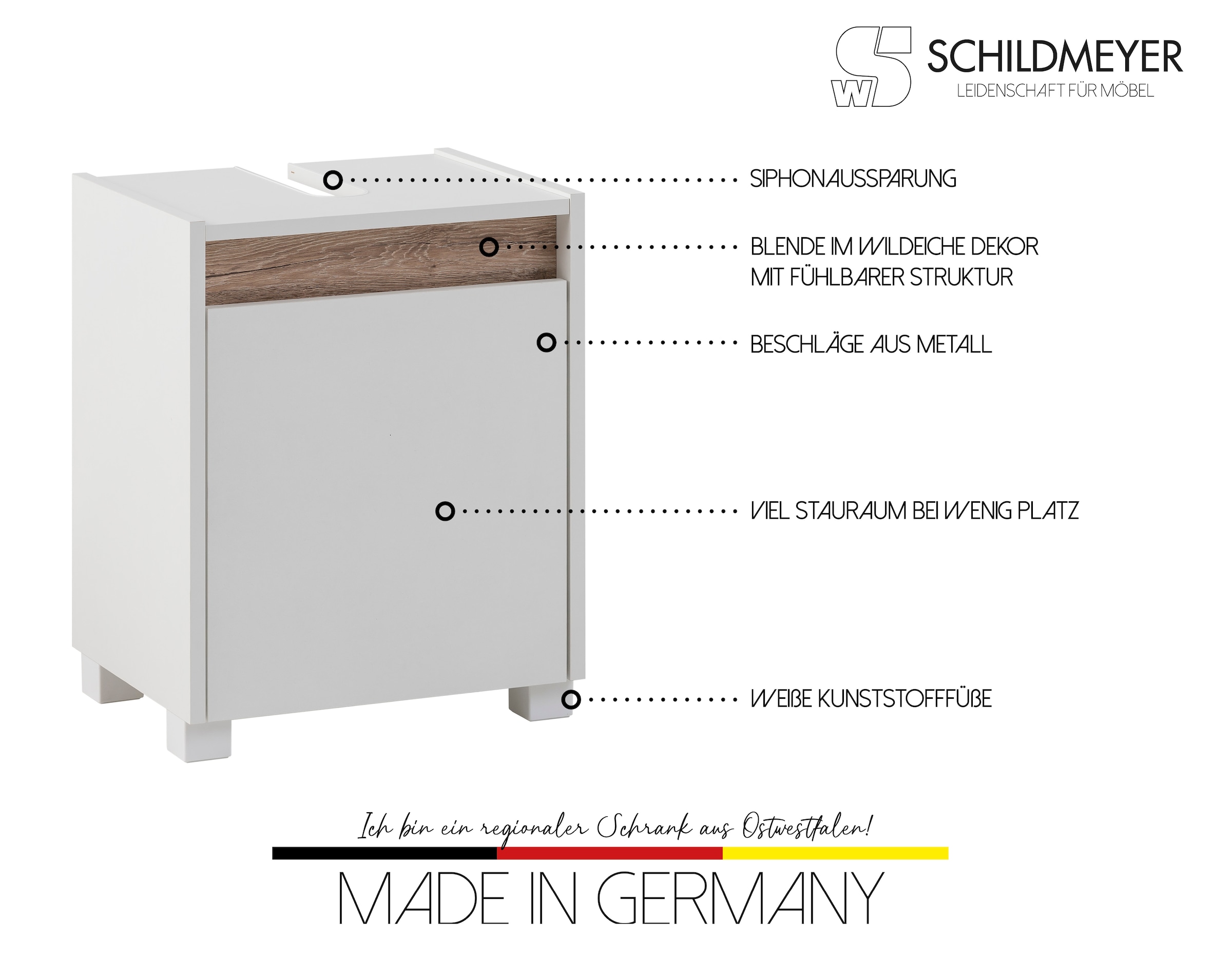 Schildmeyer Waschbeckenunterschrank »Cosmo in verschiedenen Farben made in Germany« Badezimmerschrank Badmöbel Breite 42 cm