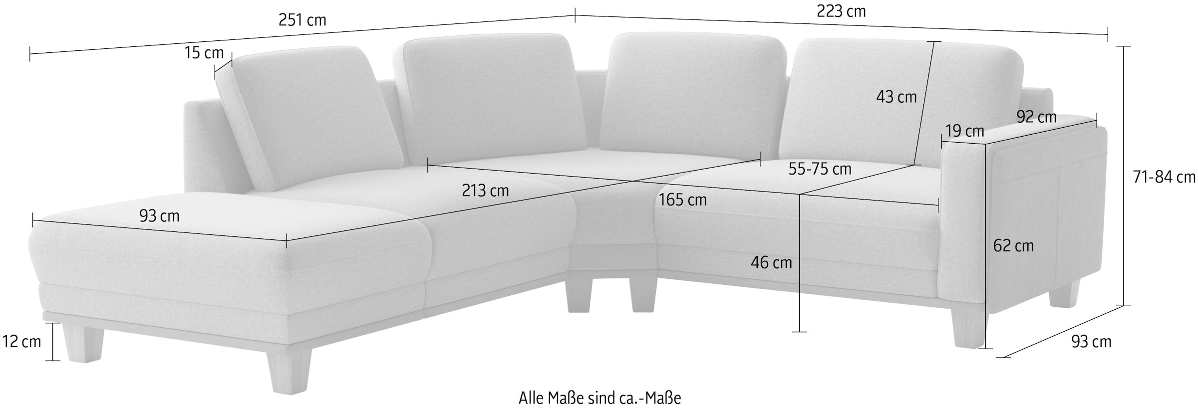 sit&more Ecksofa »Concept« Modernes Sofa in drei Fußfarben zur Auswahl