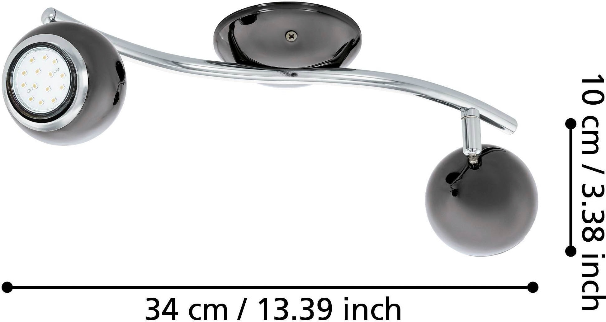EGLO Deckenleuchte »Bimeda Deckenlampe, Flurlampe, Deckenstrahler aus Metall, GU10, Lampe« GU10 1 Stk. Warmweiß Spot - L36,5 x B10 cm - nickel-nero, chrom - 2X2,8W inkl.