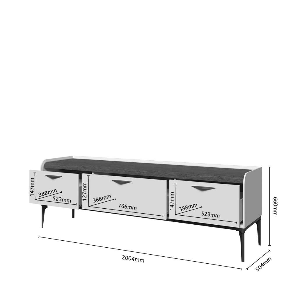 INOSIGN Lowboard »Sofy TV-Lowboard, TV-Kommode, TV-Schrank, TV-Unterschrank, TV-Möbel« UV lackiert, Soft Close Funktion, Metallgestell in Anthrazit Dekor