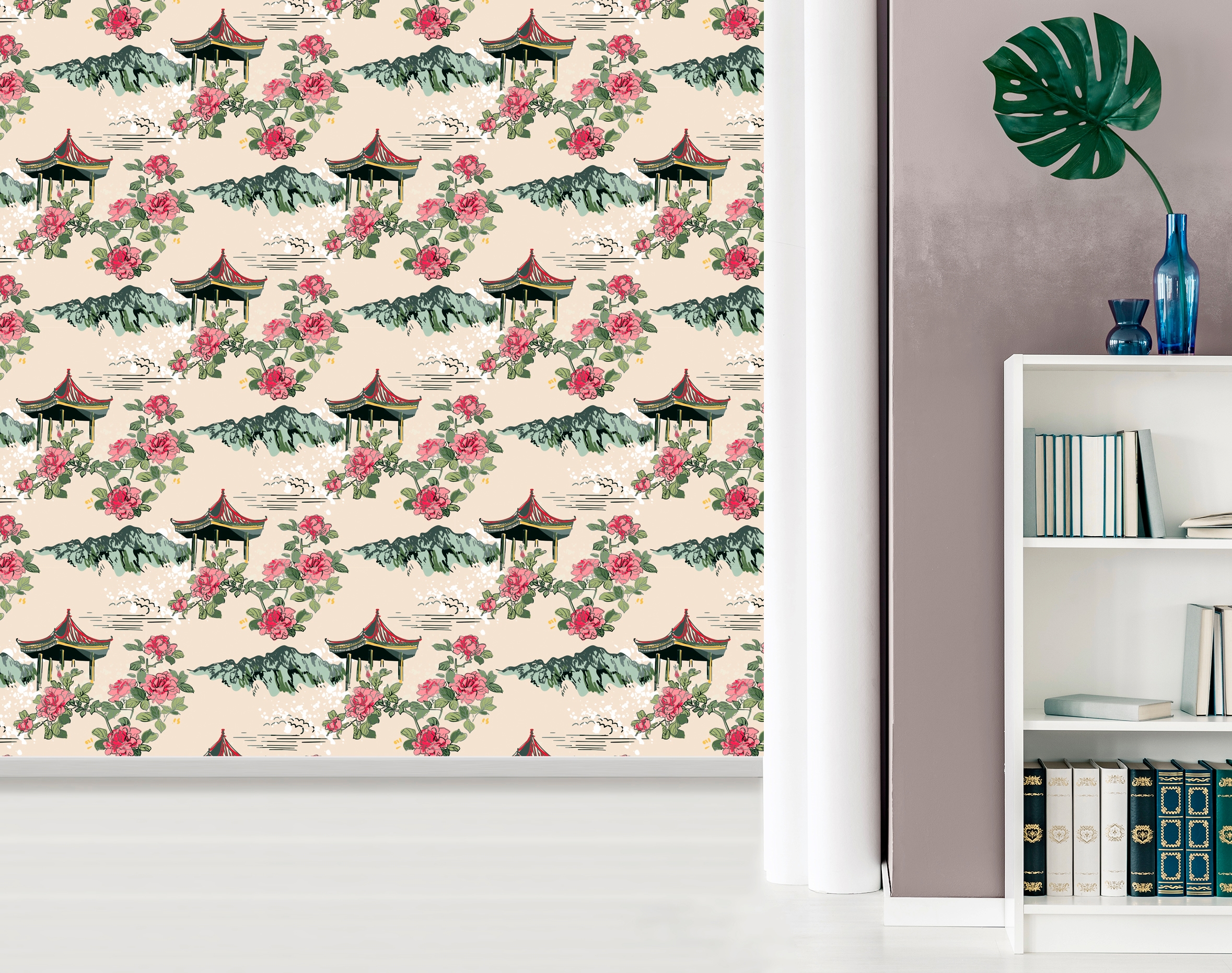 queence Vinyltapete »Esila«, bedruckt-Motiv-botanisch-floral-gemustert-natürlich, 90x250cm, selbstklebend, kinderleichte Anbringung, Sticker