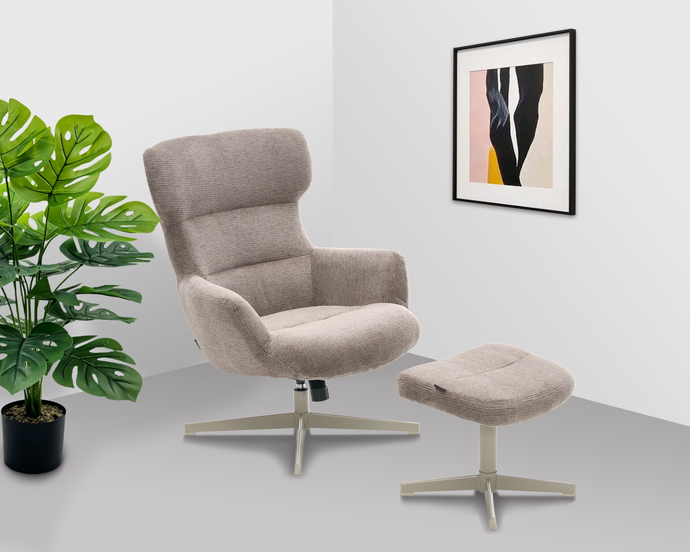 Home affaire Sessel "Clarah Relaxsessel, TV-Sessel mit Hocker" 360 Grad drehbar