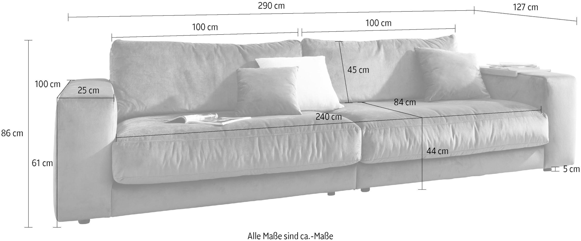 3C Candy Big-Sofa »Enisa II, elegantes Mega-Sofa, super bequem und toll verarbeitet,« bestehend aus Modulen, daher auch individuell aufstellbar