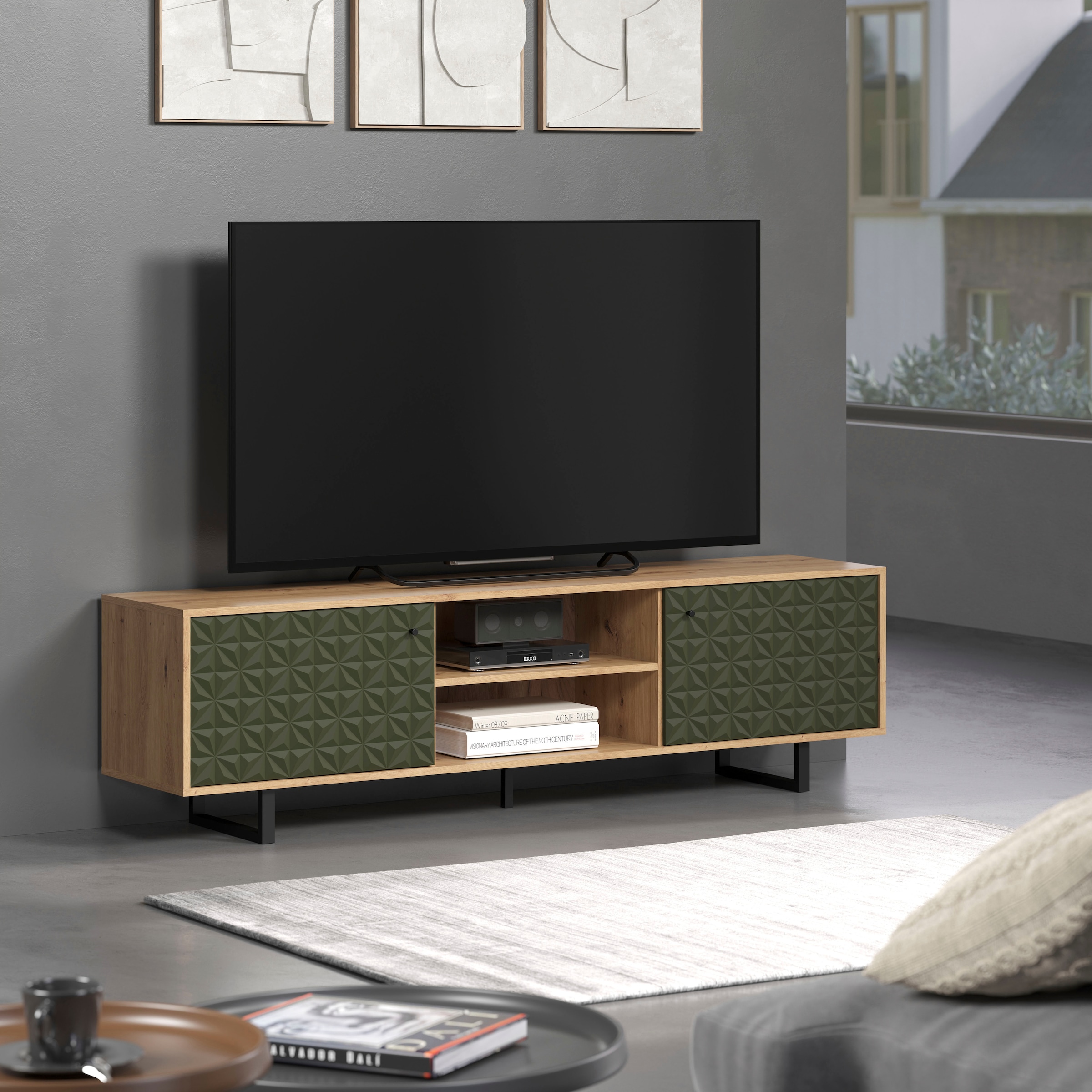 Home affaire TV-Board »Ferretti« TV-Tisch mit besonderer Fräsung - Füße und Griffe aus Metall