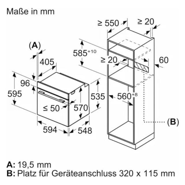 nachrüstbar, HBA578BS0, Garantie Pyrolyse-Selbstreinigung Backofen-Set mit 3 Teleskopauszug Jahren »HBD674CS81«, BOSCH mit XXL