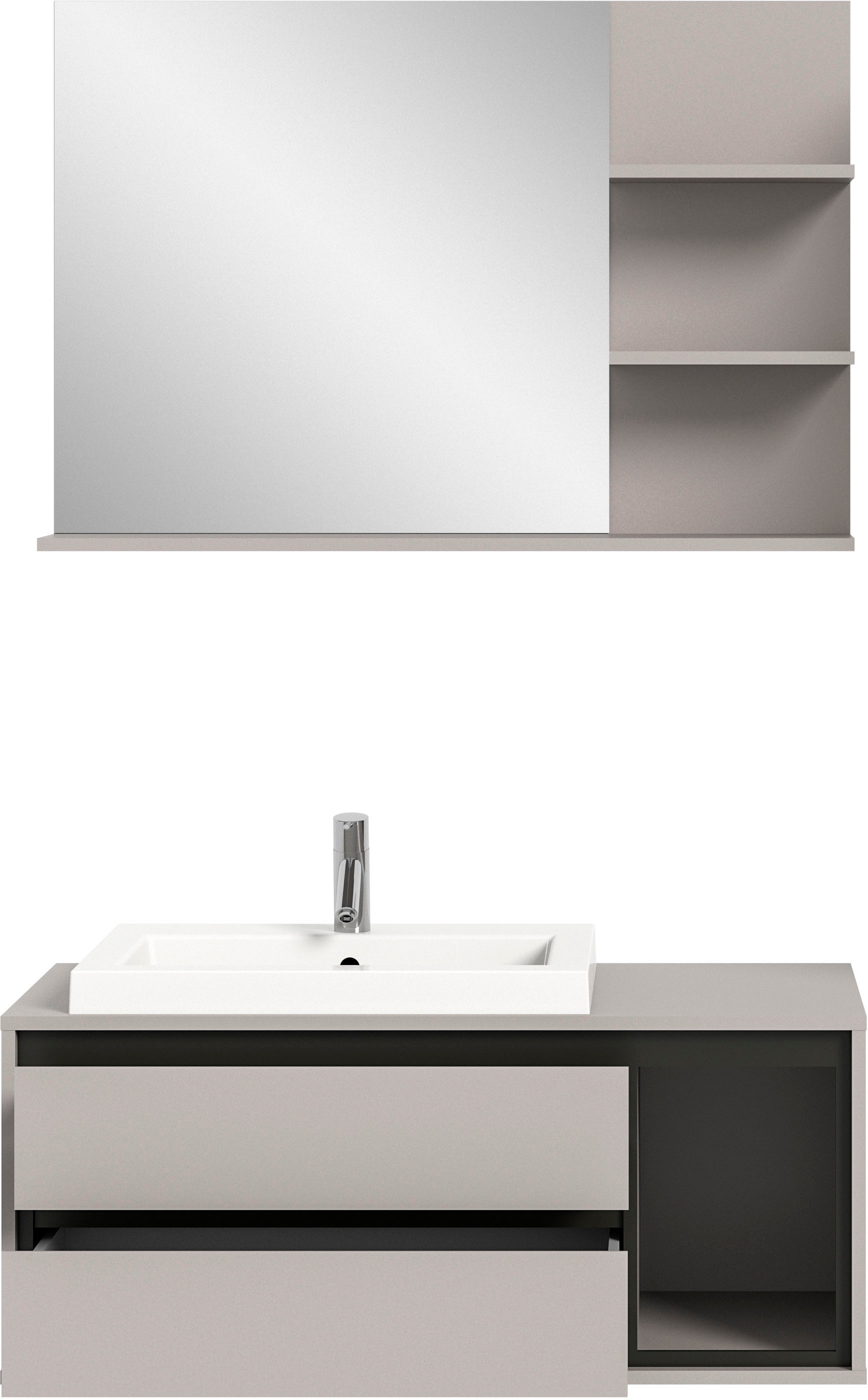 INOSIGN Badmöbel-Set »Skygge, 2 teilig, inkl. Mineralguss-Waschbecken, bestehend aus:«, (2 St.), best. aus Waschtisch inkl. Waschbecken & Spiegel
