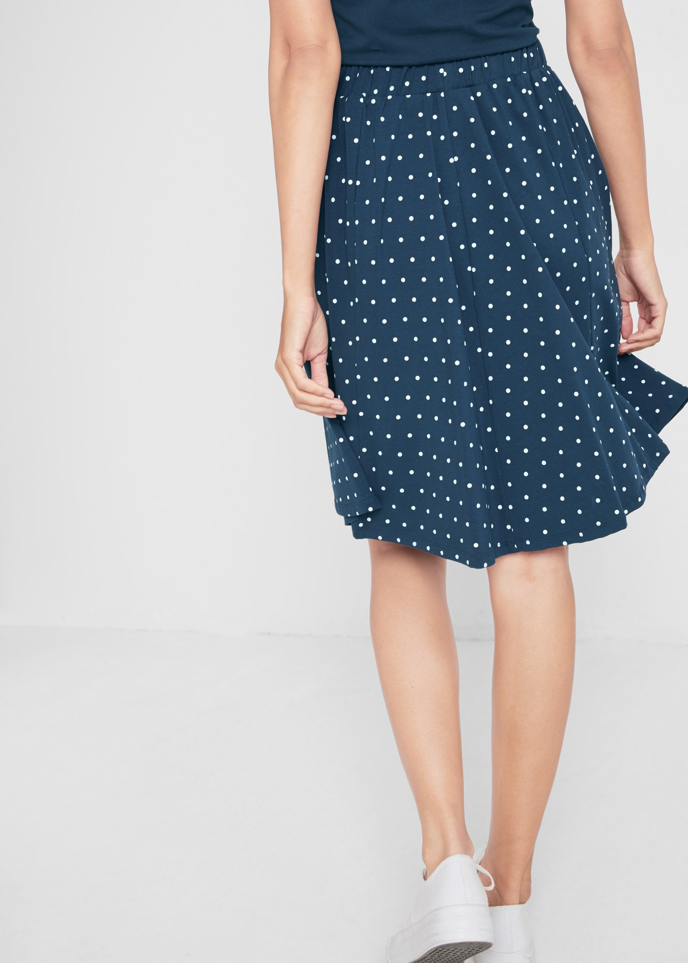 bonprix Jerseyrock Packung, 2 Stk. aus Baumwollmischung, A-Linie Passform, mit Gummizug