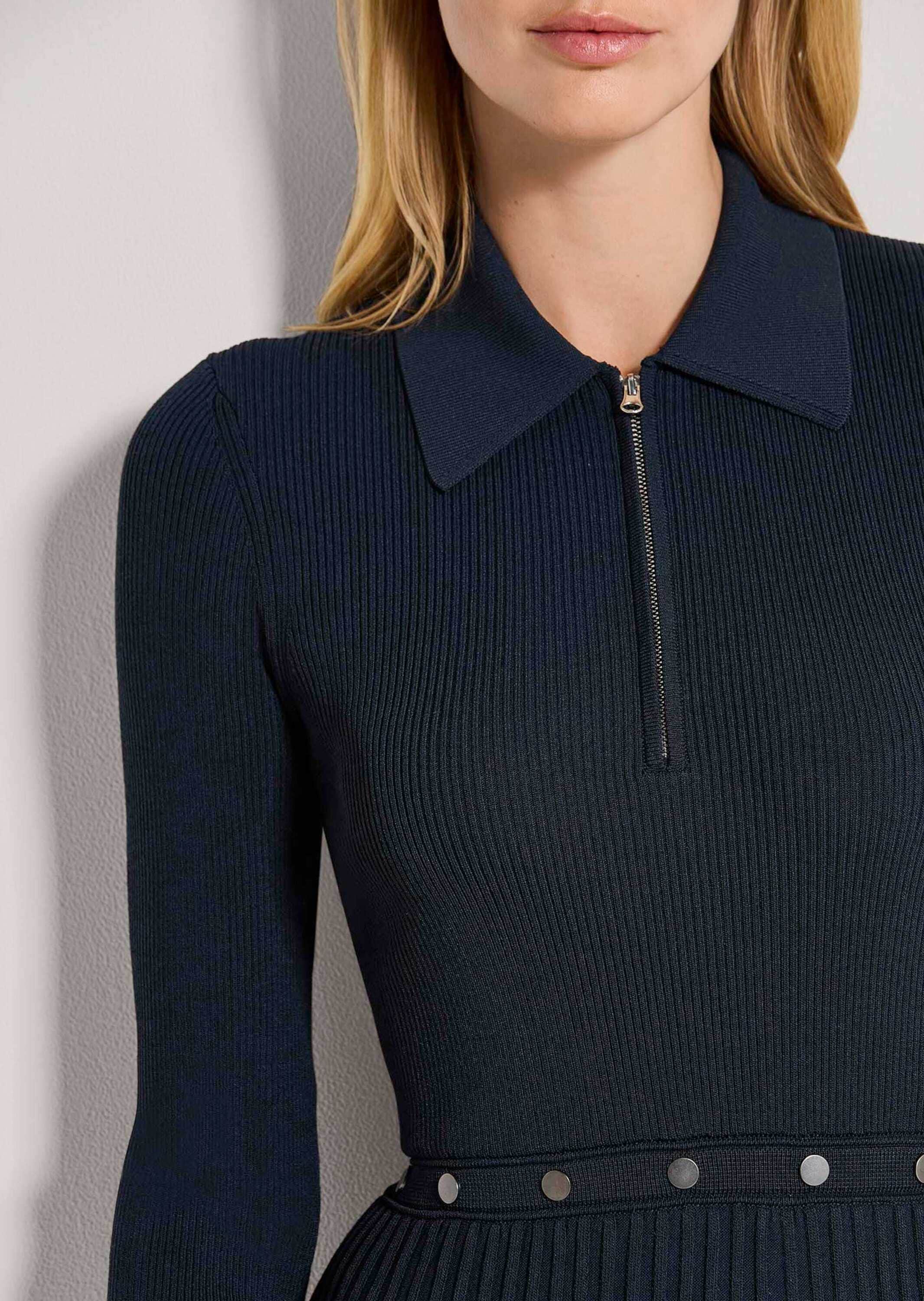 MADELEINE Strickkleid »Kleid Strickkleid mit Plissee & Taillenband« Ohne Tasche