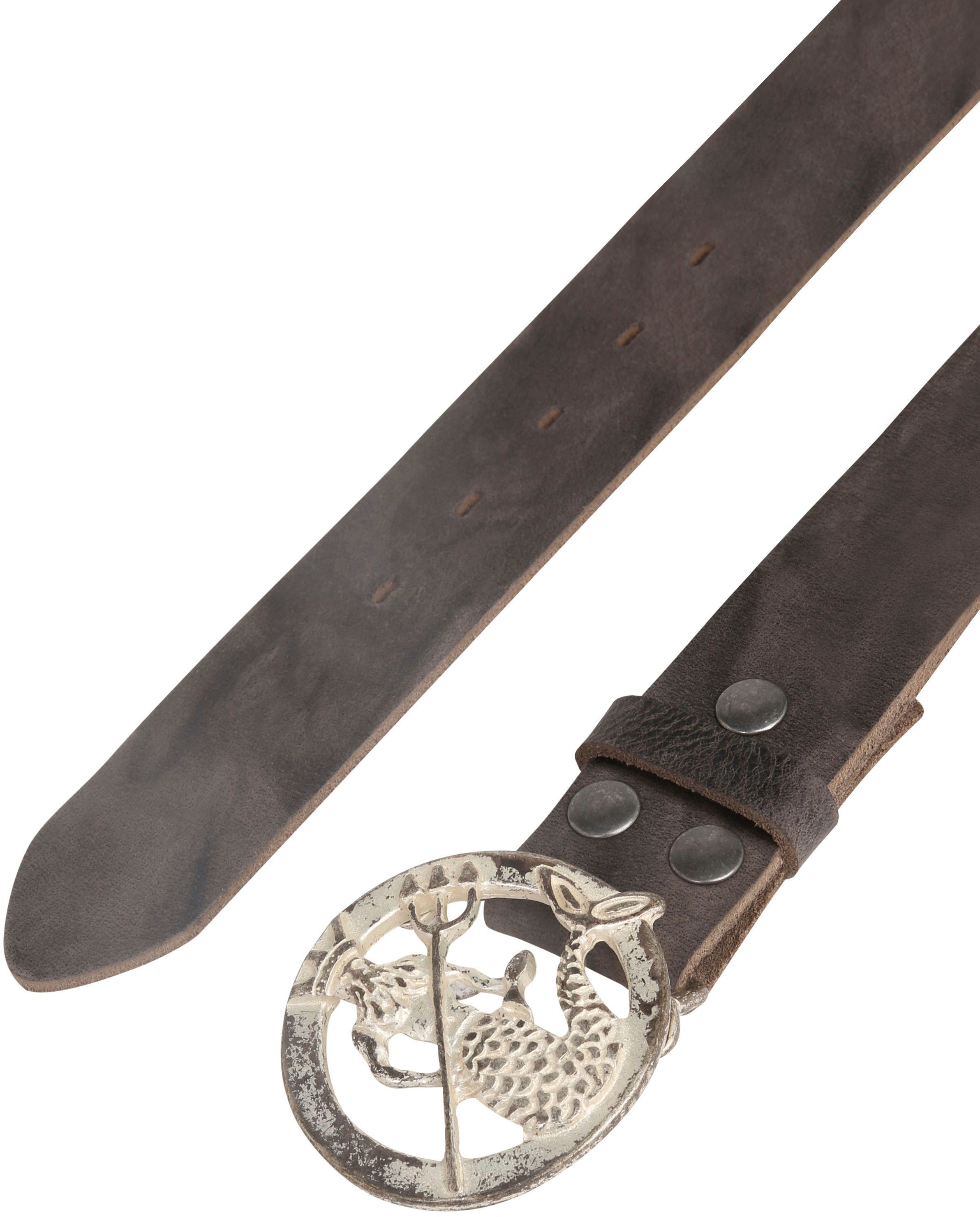 Rettungsring Gürtel Ledergürtel mit Neptun-Koppelschließe, Antik-Look