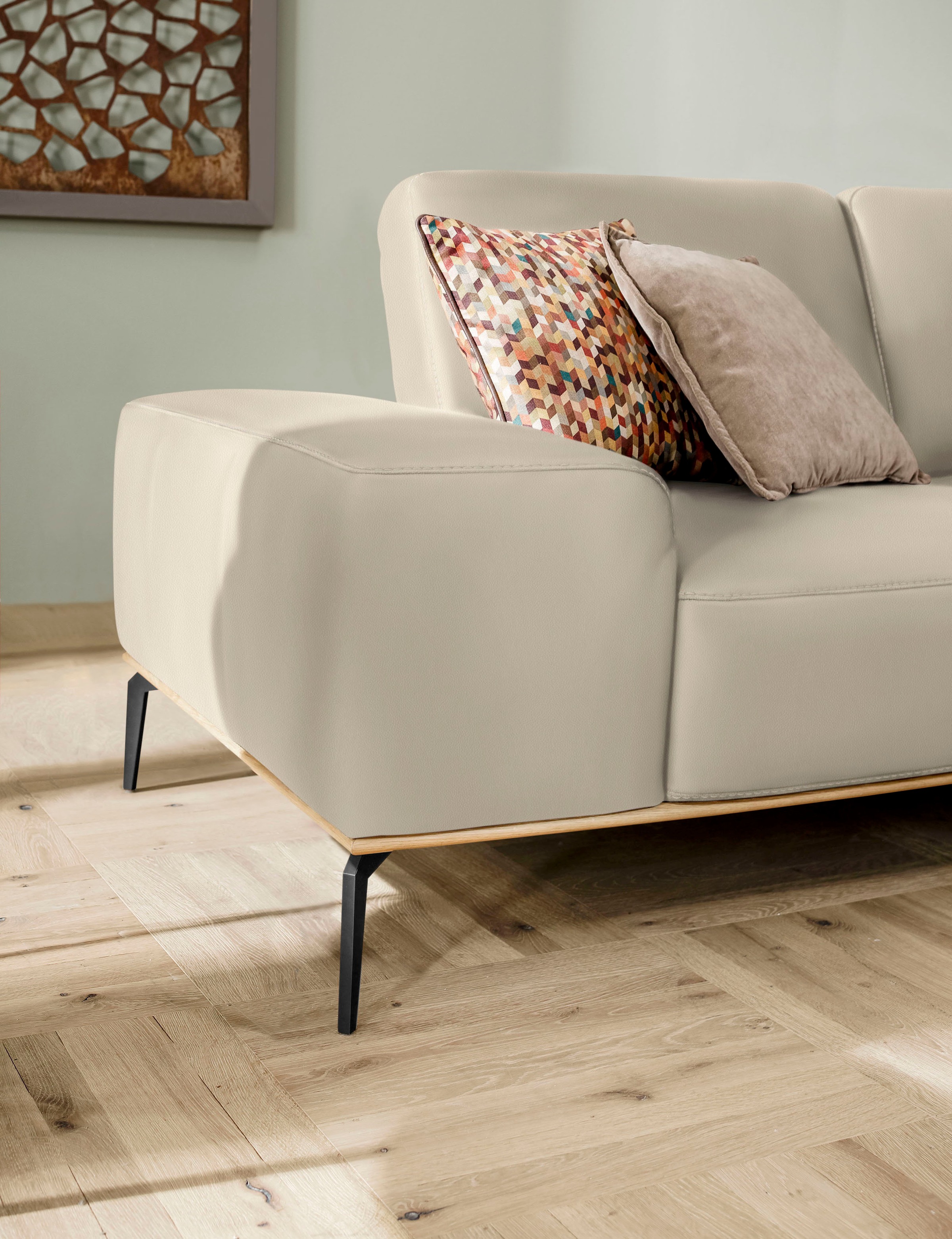 W.SCHILLIG Ecksofa »run, Designsofa mit tollem Sitzkomfort, bequem, L-Form«, mit Holzsockel, Füße in Schwarz pulverbeschichtet, Breite 279 cm