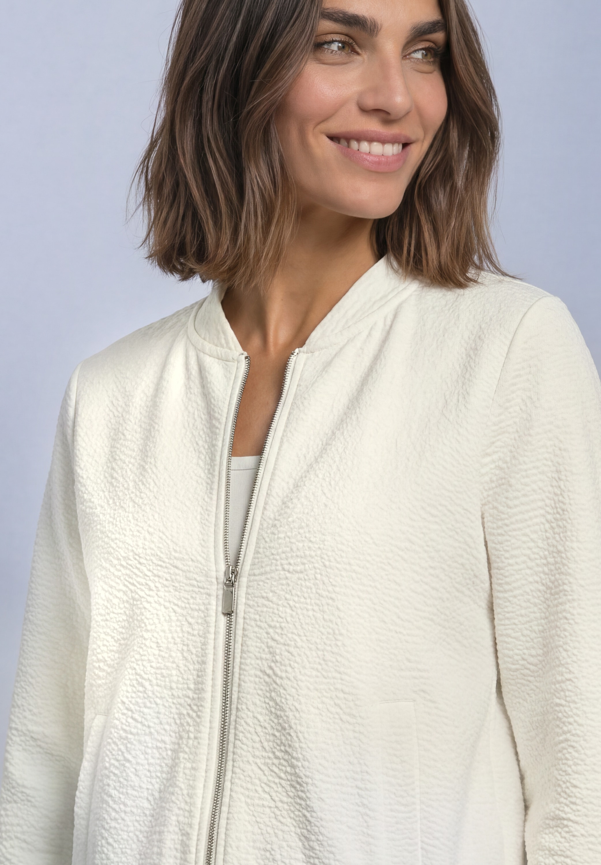 STREET ONE Sweatjacke 3/4-Arm-Blouson mit Zipper und Struktur