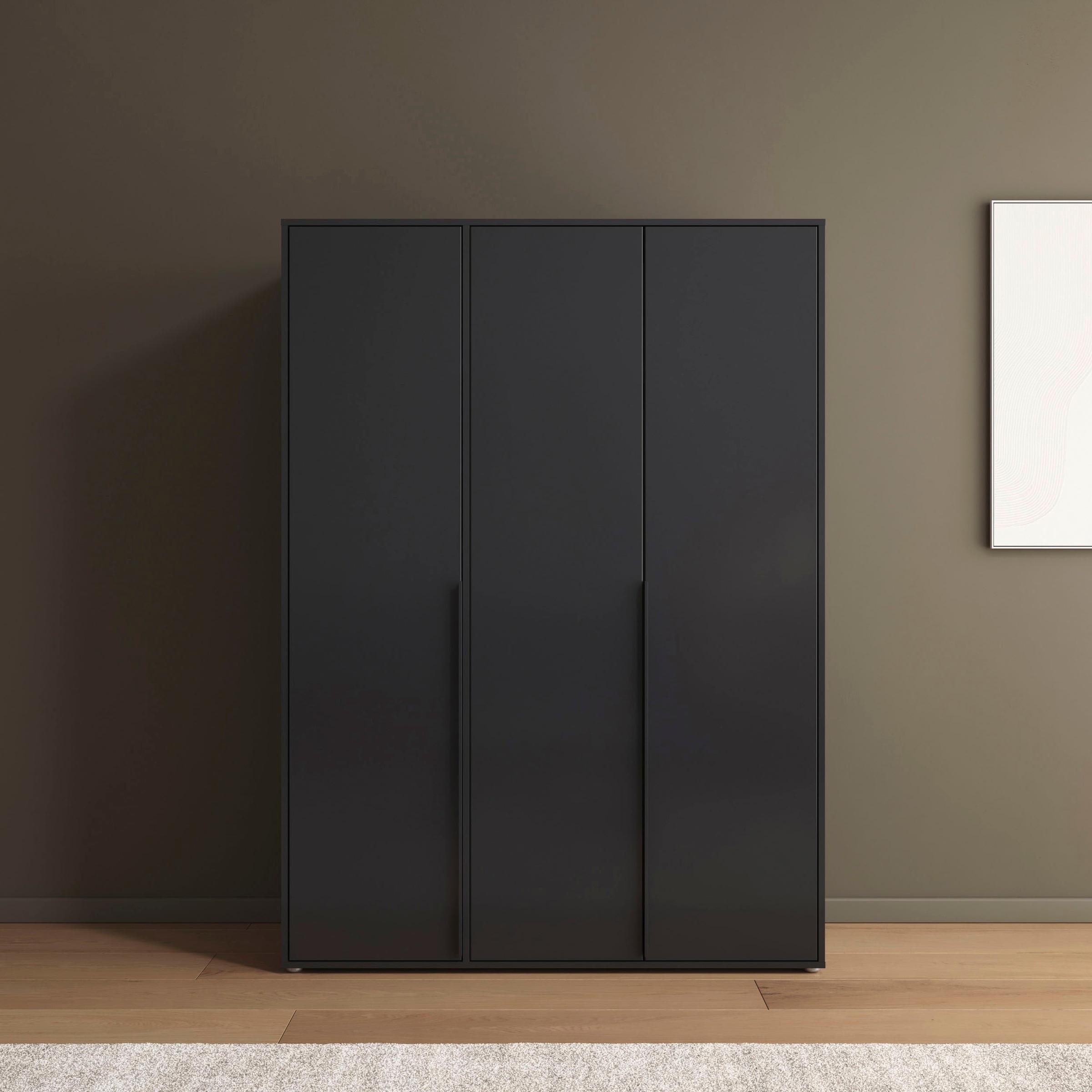 rauch Drehtürenschrank »Kleiderschrank Schrank Garderobe Wäscheschrank NAGATA viel Stauraum«, (in 3 verschiedenen Ausstattungen BASIC/CLASSIC/PREMIUM), mit modernen Stangengriffen in Graumetallic TOPSELLER MADE IN GERMANY