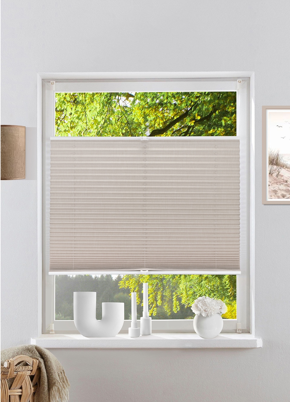 OTTO home Plissee "WILLA" Lichtschutz ohne Bohren verspannt NEUHEIT in Leinenoptik, Klemmfix, für Fenster & Tür, Sonnenschutz