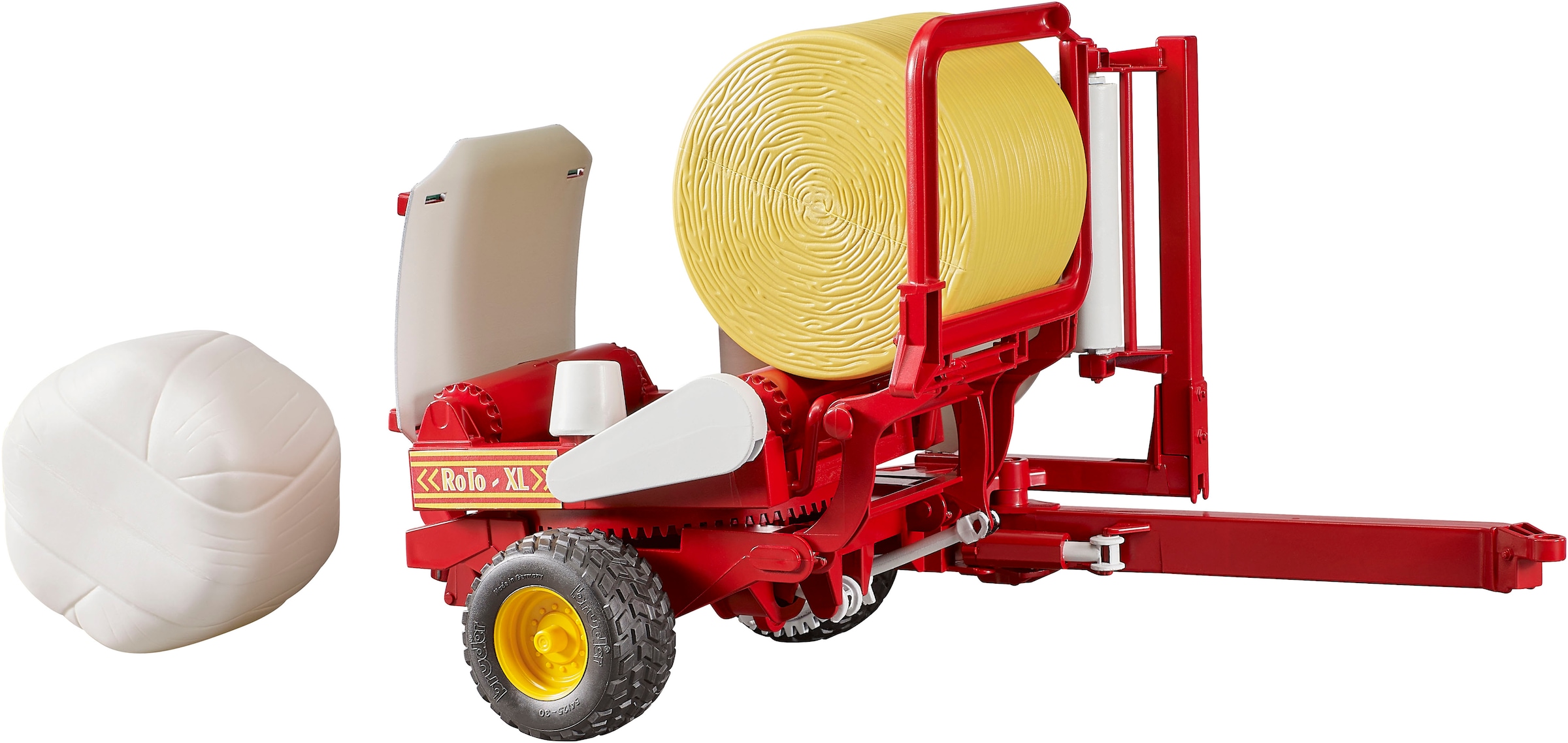 Bruder® Spielzeug-Landmaschine »Ballenwickler 38 cm mit Rundballen ocker/weiss (02122)« Made in Europe