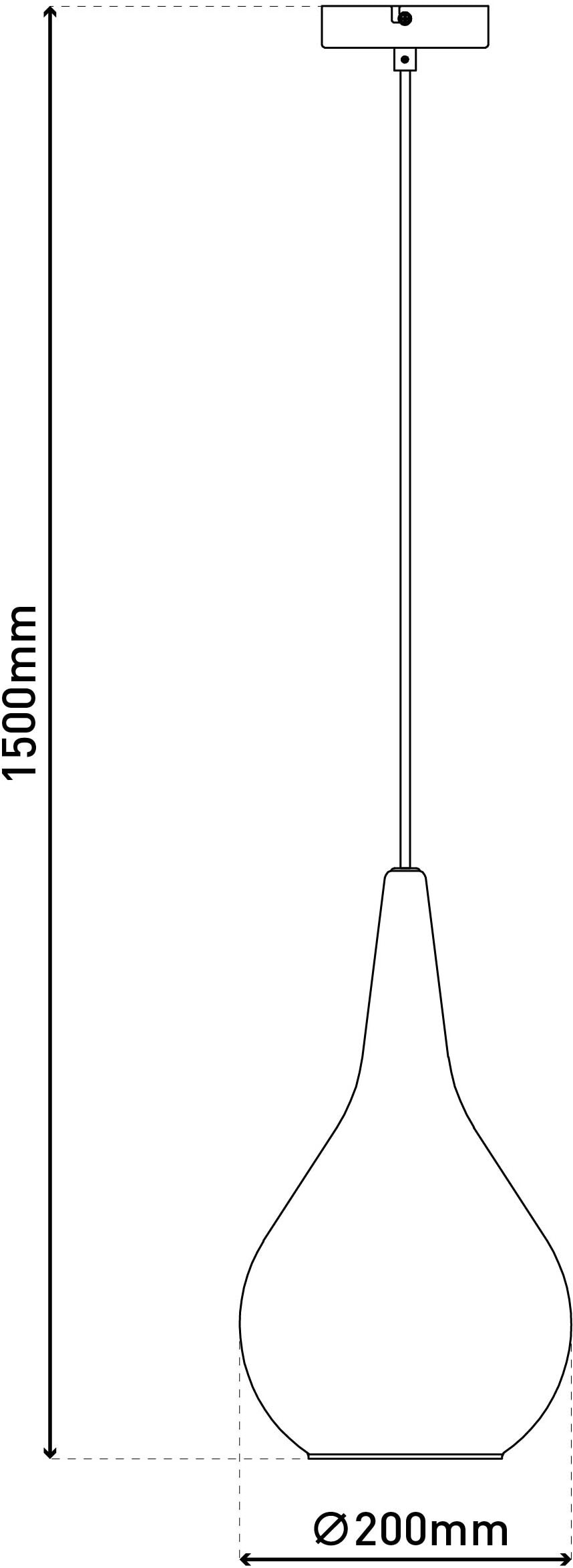 näve Pendelleuchte »Gota« E27 1 Stk. Rauchglas D: 20cm, exkl. 1x E27, H: 150cm, Baldachin und Kabel schwarz