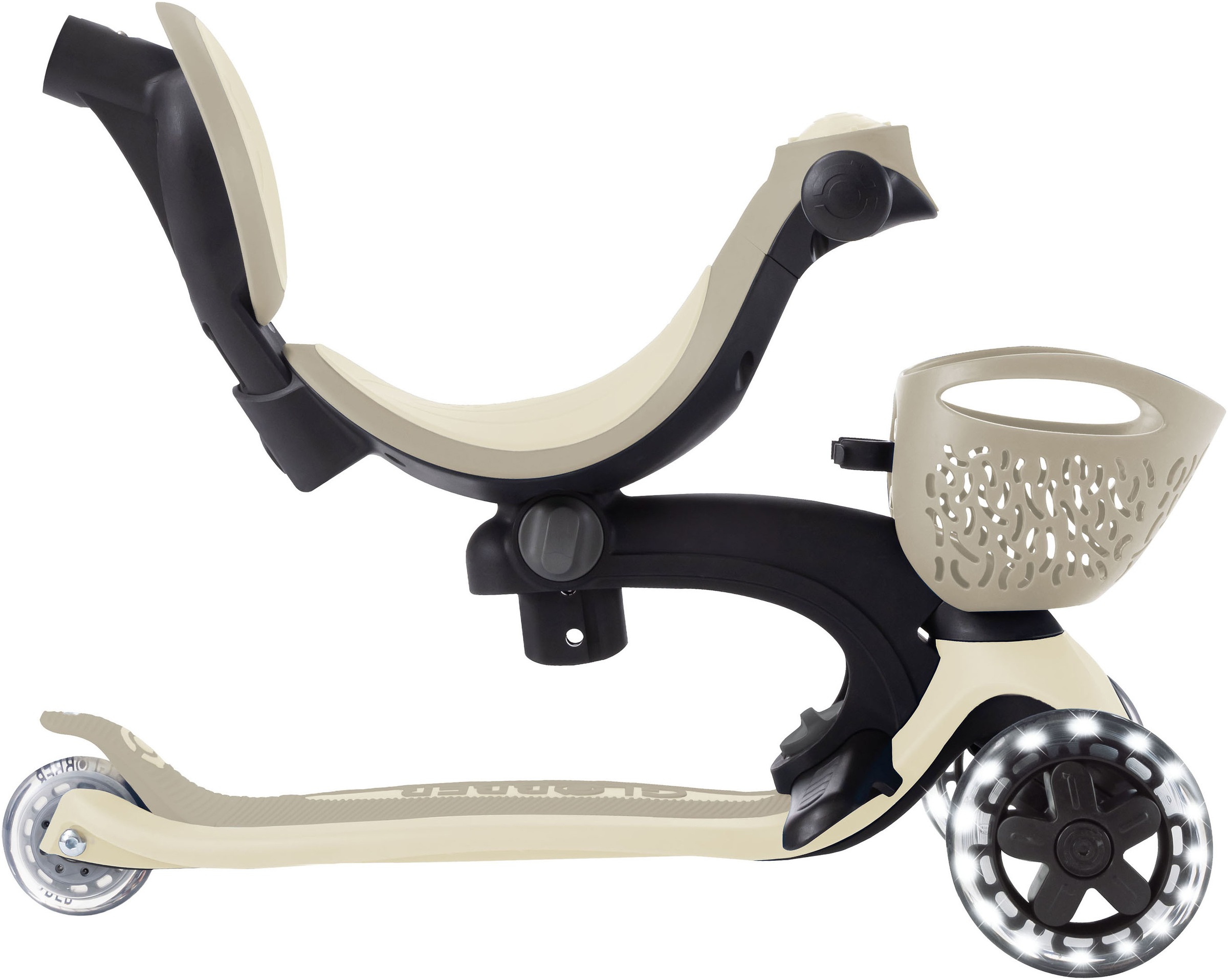 Globber Tretroller »GO-UP BABY 360 LIGHTS, mit Leuchtrollen und Leuchtmodul« Aufsitzrad, Laufrad und Scooter in Einem
