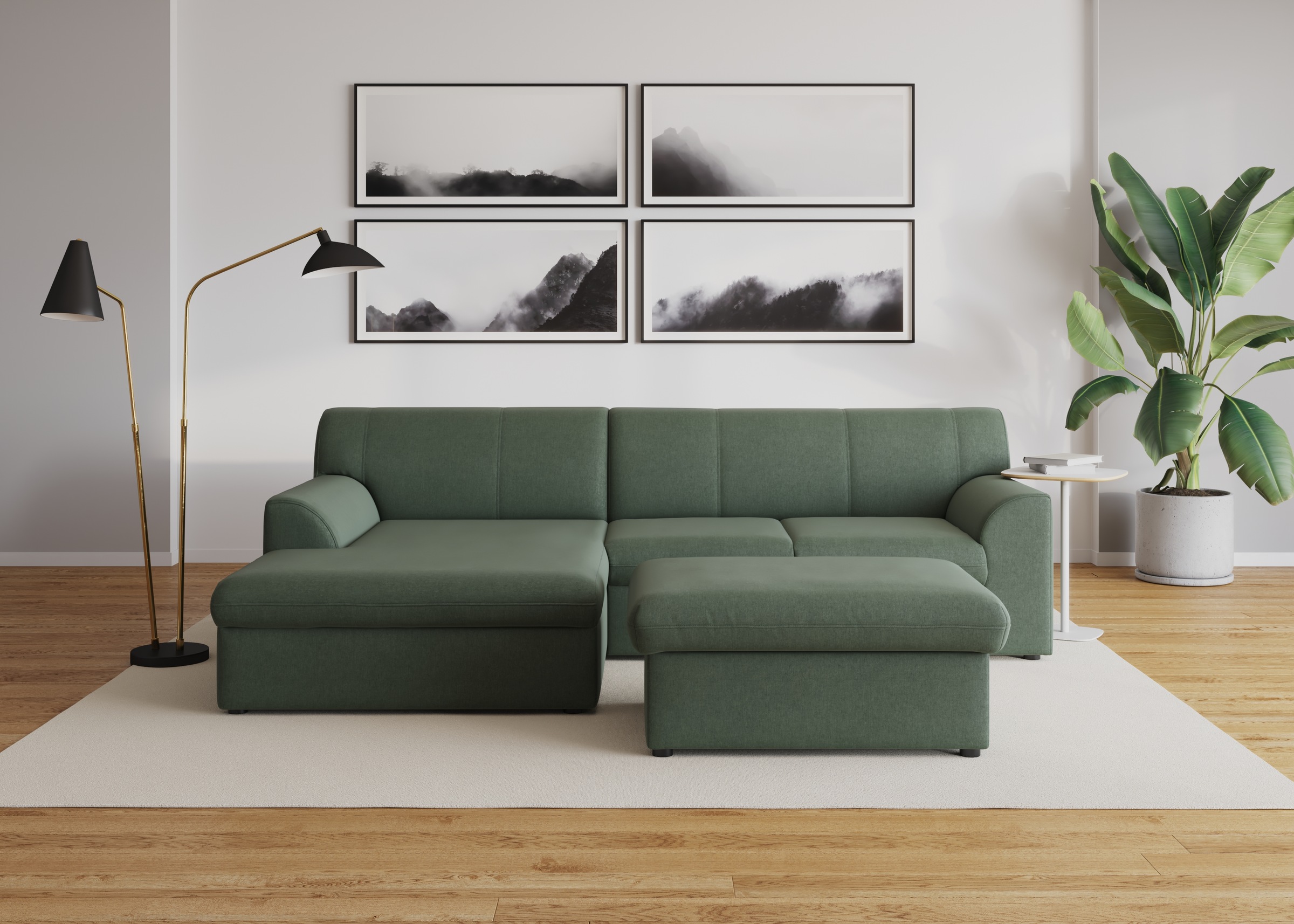 DOMO collection Ecksofa »Topper, elegant und zeitlos, kompaktes Stellmaß 245/155cm, L-Form«, mit Recamiere, wahlweise mit Schlaffunktion