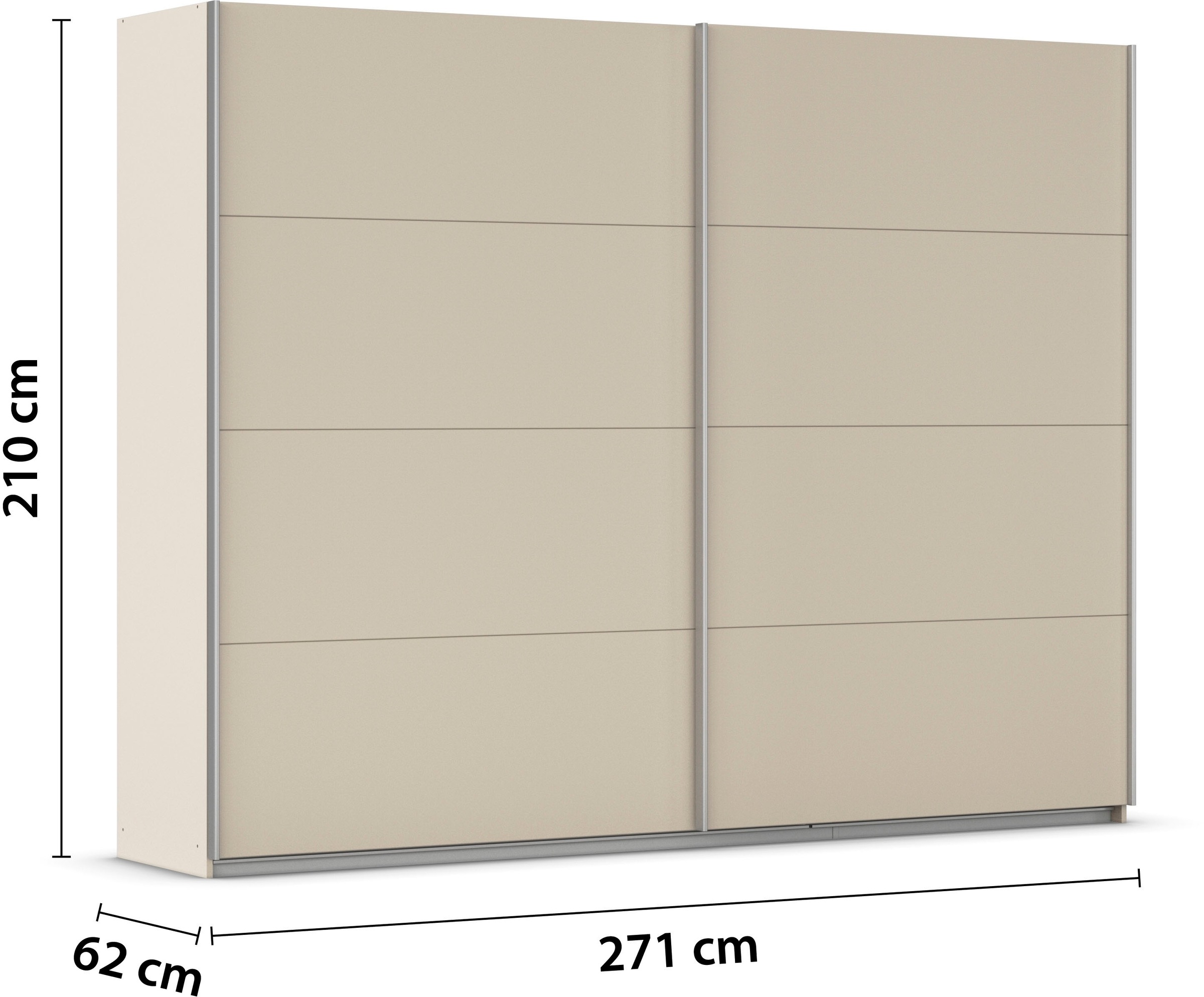 INOSIGN BY RAUCH Schwebetürenschrank »Kleiderschrank Schrank Garderobe Schlafzimmerschrank THANOS«, (in 3 verschiedenen Ausstattungen BASIC/CLASSIC/PREMIUM), Optional mit Spiegel, Metall-Griffleisten alufarben MADE IN GERMANY