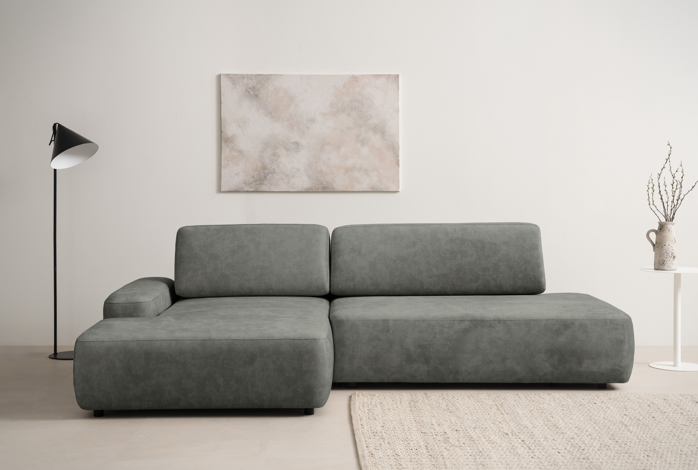INOSIGN Ecksofa »TORGE, Schlafsofa Cord, Samtvelours u. Strukur fein, Couch in L-Form«, Schlaffunktion und Bettkasten, Liegefläche: 210x125 cm, neues Design