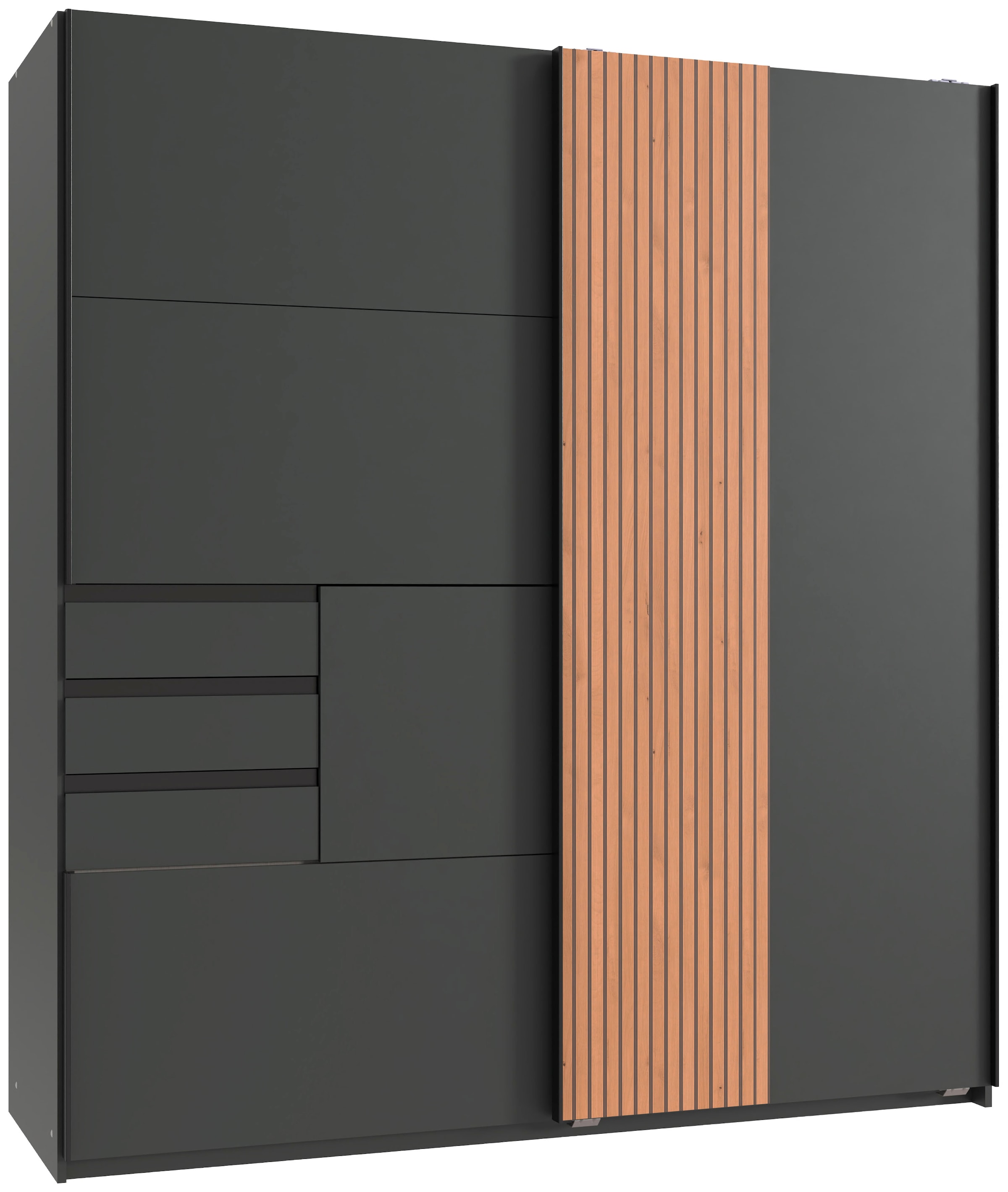 Wimex Schwebetürenschrank "Coburg, Kleiderschrank Made in Germany" mit Akustikpaneel Optik oder Holzoptik eichefarben, 180cm breit