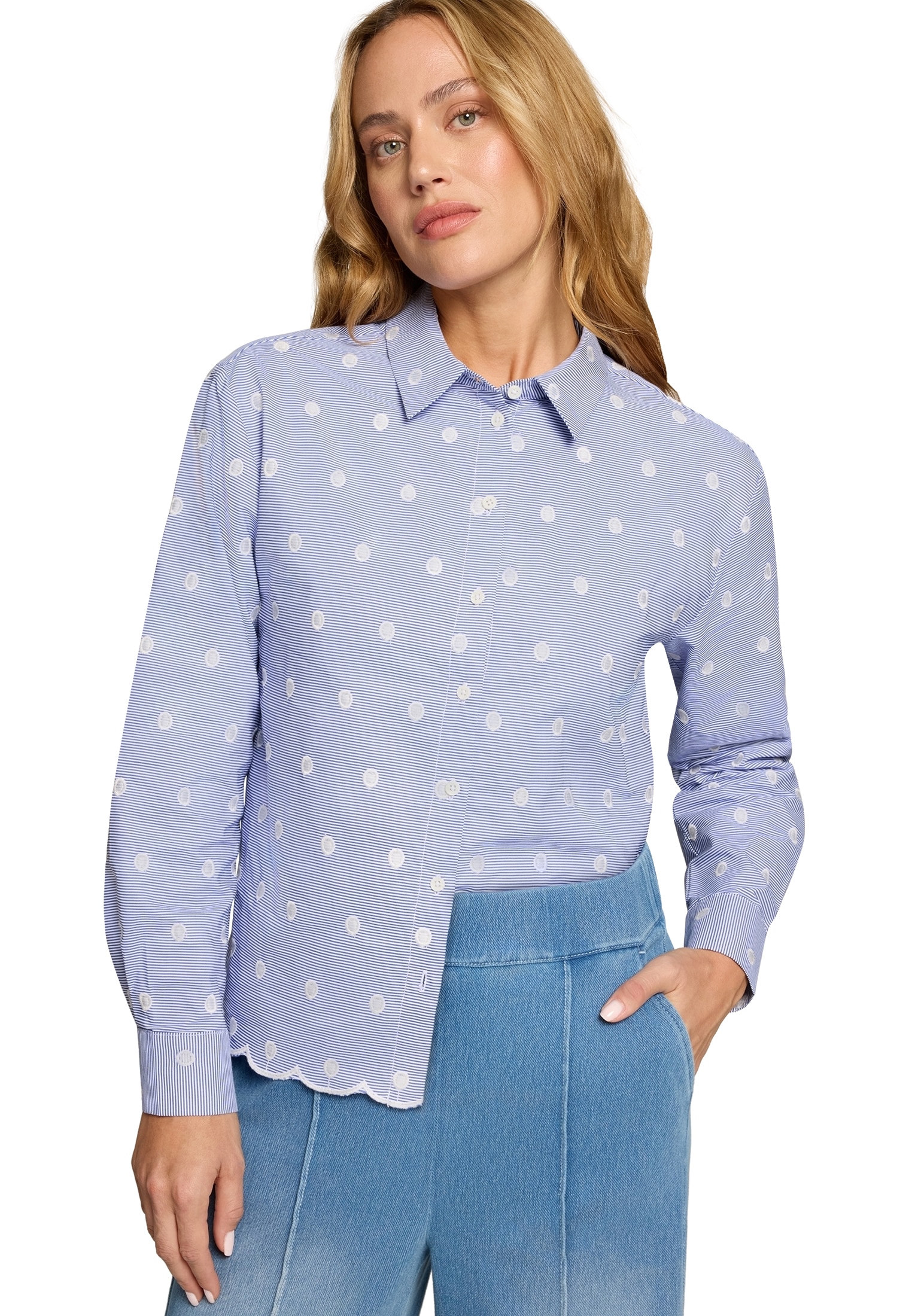 Zero Klassische Bluse »Bluse mit Streifen und Stickerei«