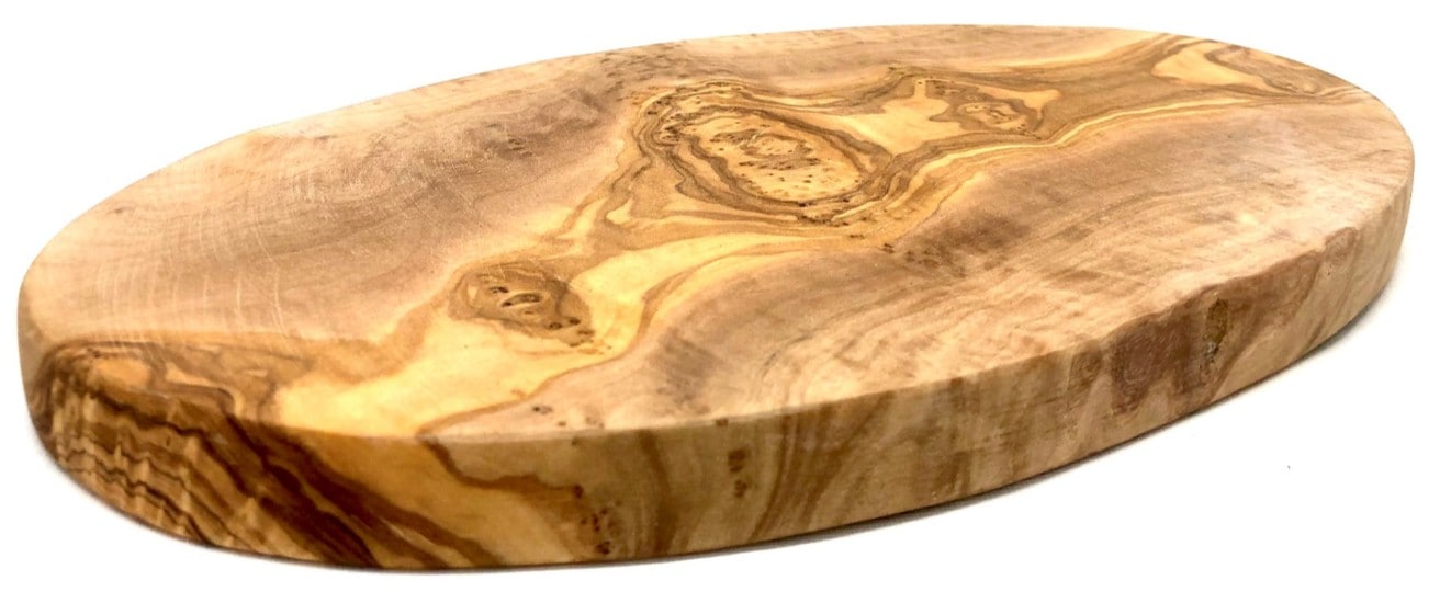 Olivenholz-erleben Frühstücksbrett »Brett oval, aus Olivenholz 30 cm«, (Set, 1 St., 1x Brett oval, plus Überraschung), platzsparende Form ist ideal für Frühstück, Snacks oder Servieren