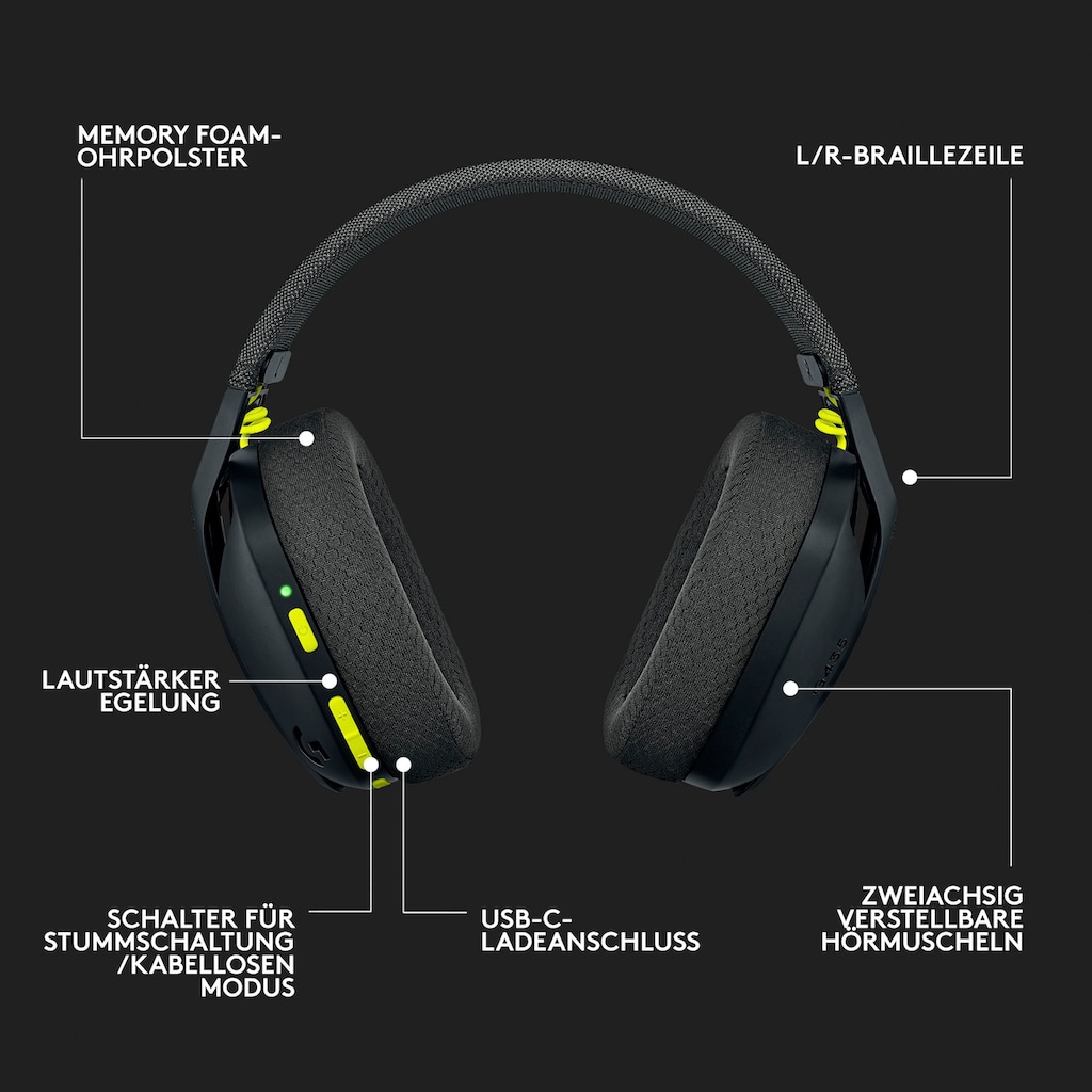 Logitech G Wireless-Headset »G435 LIGHTSPEED«, Bluetooth,18h Akku, Dolby Atmos, PC, PS4, PS5