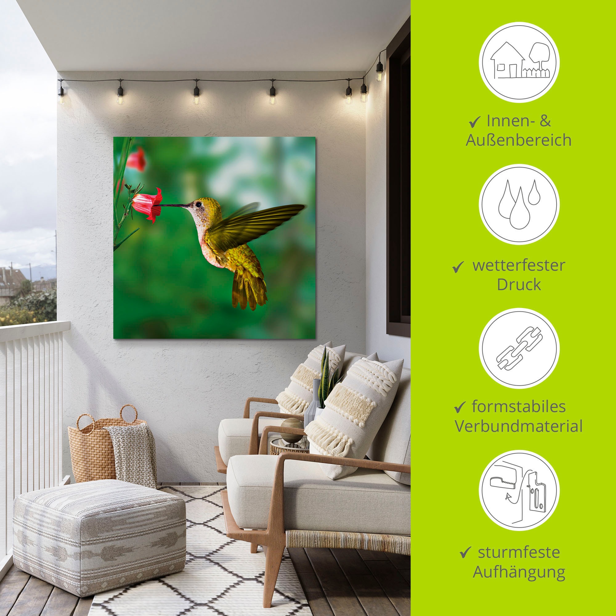 Artland Wandbild »Kolibri«, Vögel, (1 St.), als Alubild, Outdoorbild, Leinwandbild, Poster in verschied. Größen