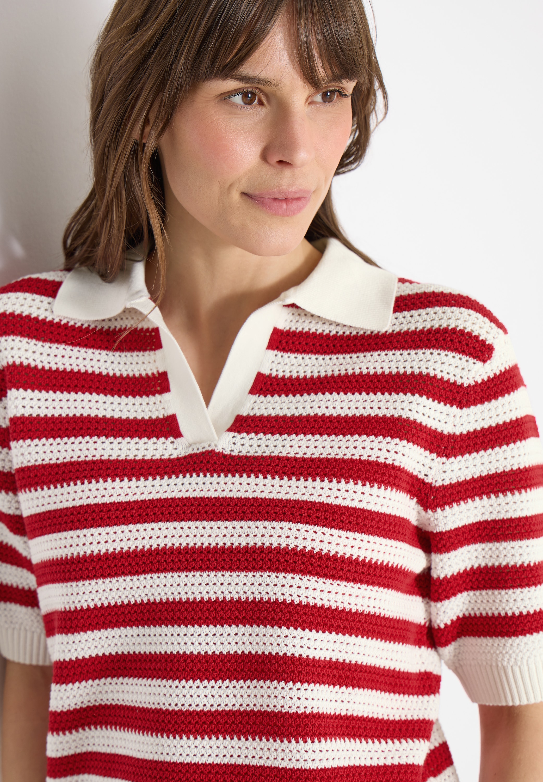 Cecil Kurzarmpullover in Mesh-Qualität