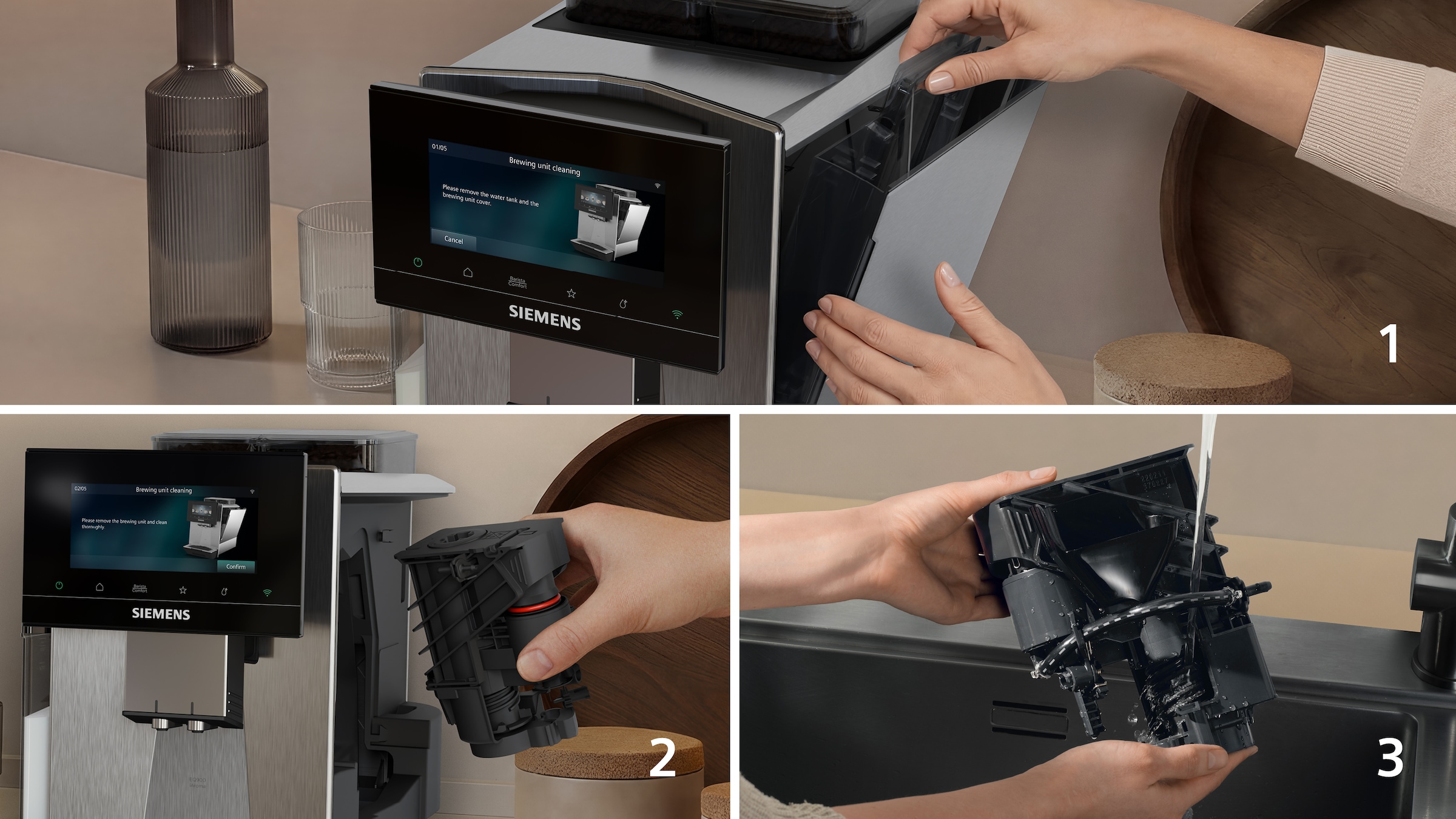 SIEMENS Kaffeevollautomat »EQ900 TQ927E03, 2 Bohnenbehälter, 41 versch. Getränke, XL-Getränke« farbiges 6.8'' TFT-Display, individuelle Aromaeinstellung, Edelstahl