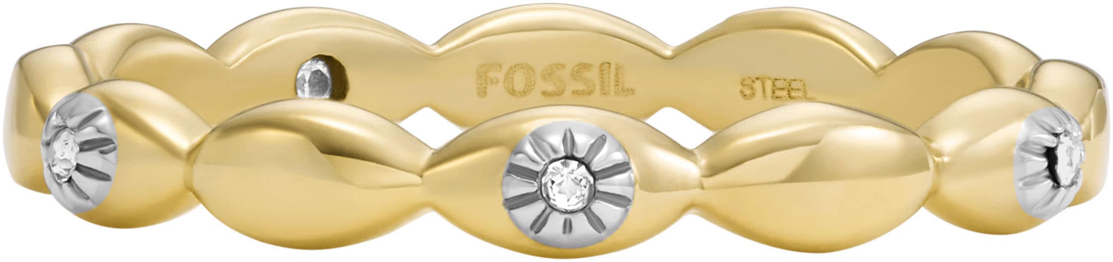 Fossil Fingerring »Schmuck Edelstahl Ring Sutton Magisches Auge Evil Eye, JF04796710«, mit Glasstein