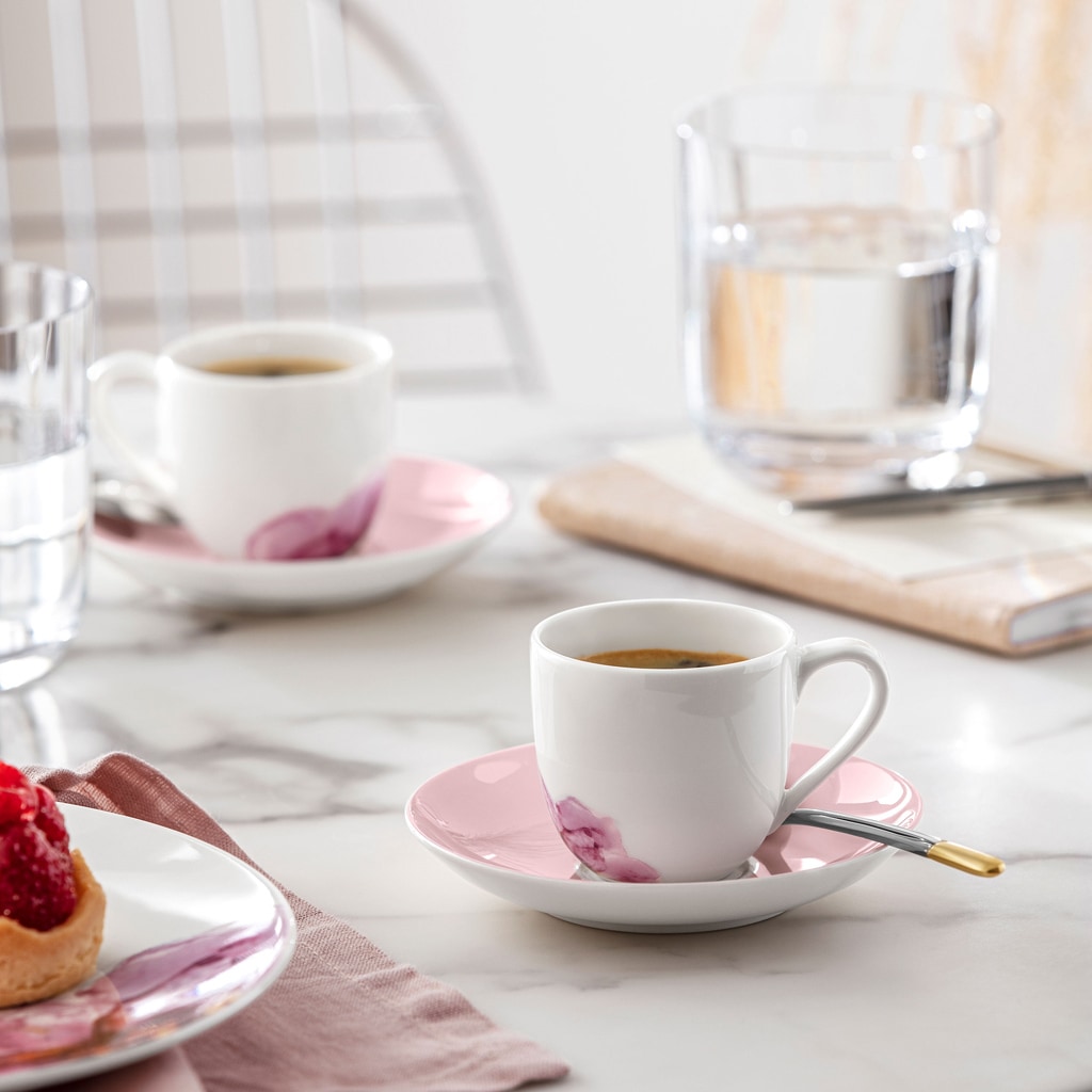 Villeroy & Boch Tasse »Espressotassen mit Untertassen Rose Garden 70 ml 6er Set weiß«