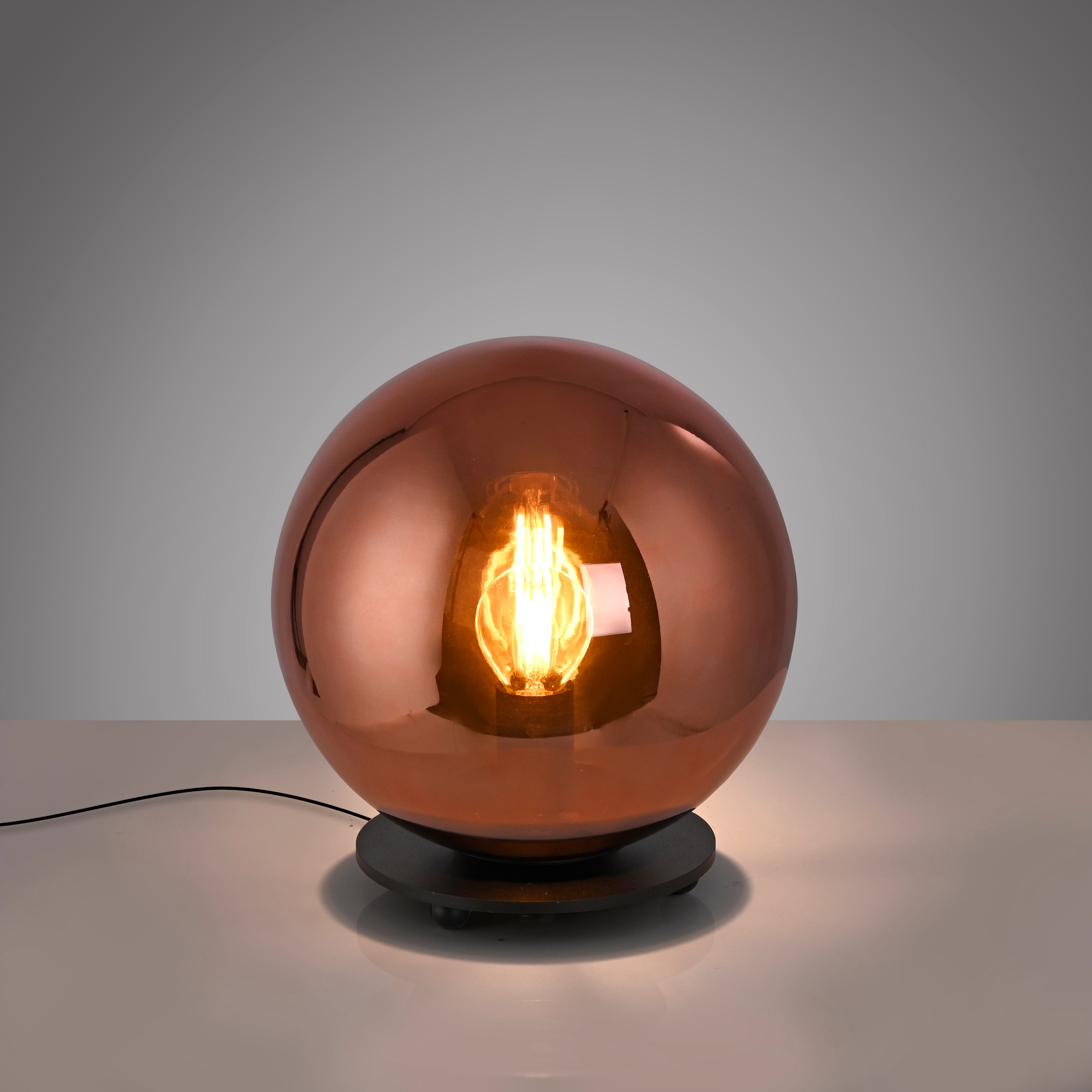 JUST LIGHT Tischleuchte »SHINY« E14 1 Stk. Exklusive Leuchtmittel, Schnurschalter, Rauchglas verspiegelt