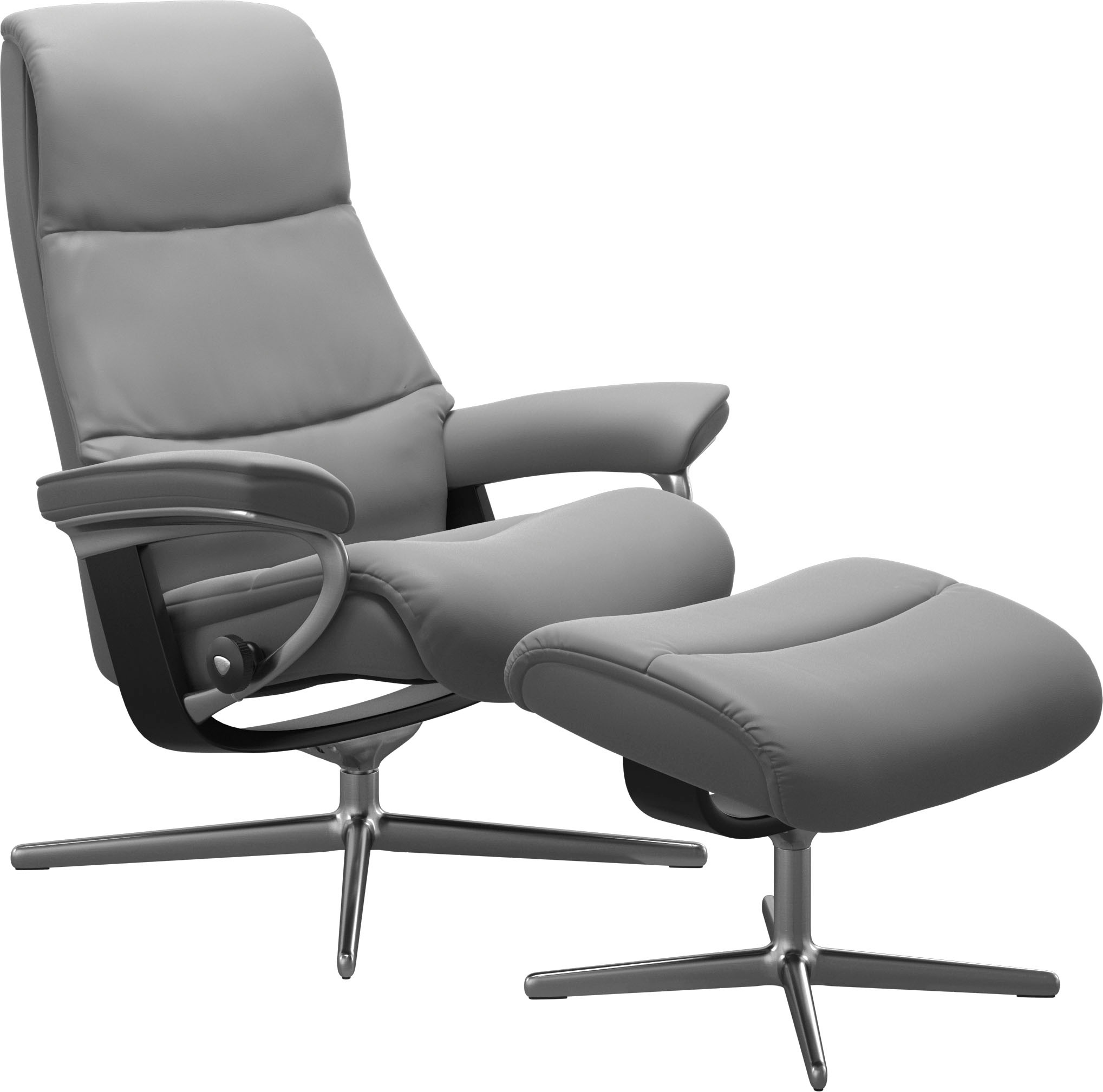 Stressless® Relaxsessel »View«, (Set, Relaxsessel mit Hocker), mit Hocker, mit Cross Base, Größe S, M & L, Holzakzent Schwarz