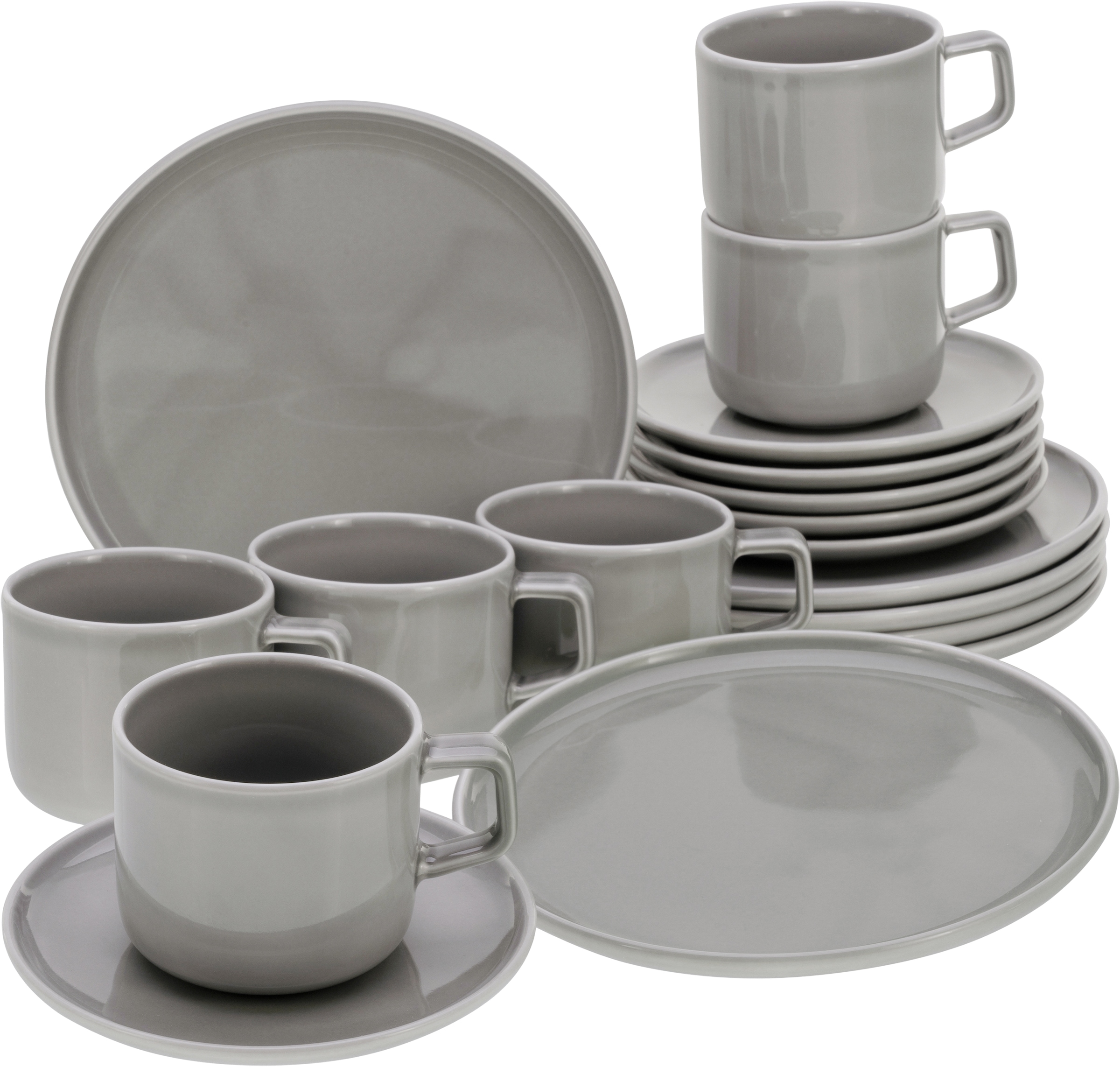 CreaTable Kaffeeservice "Chef Collection" Service, nordisches Design, 18 Teile, für 6 Personen