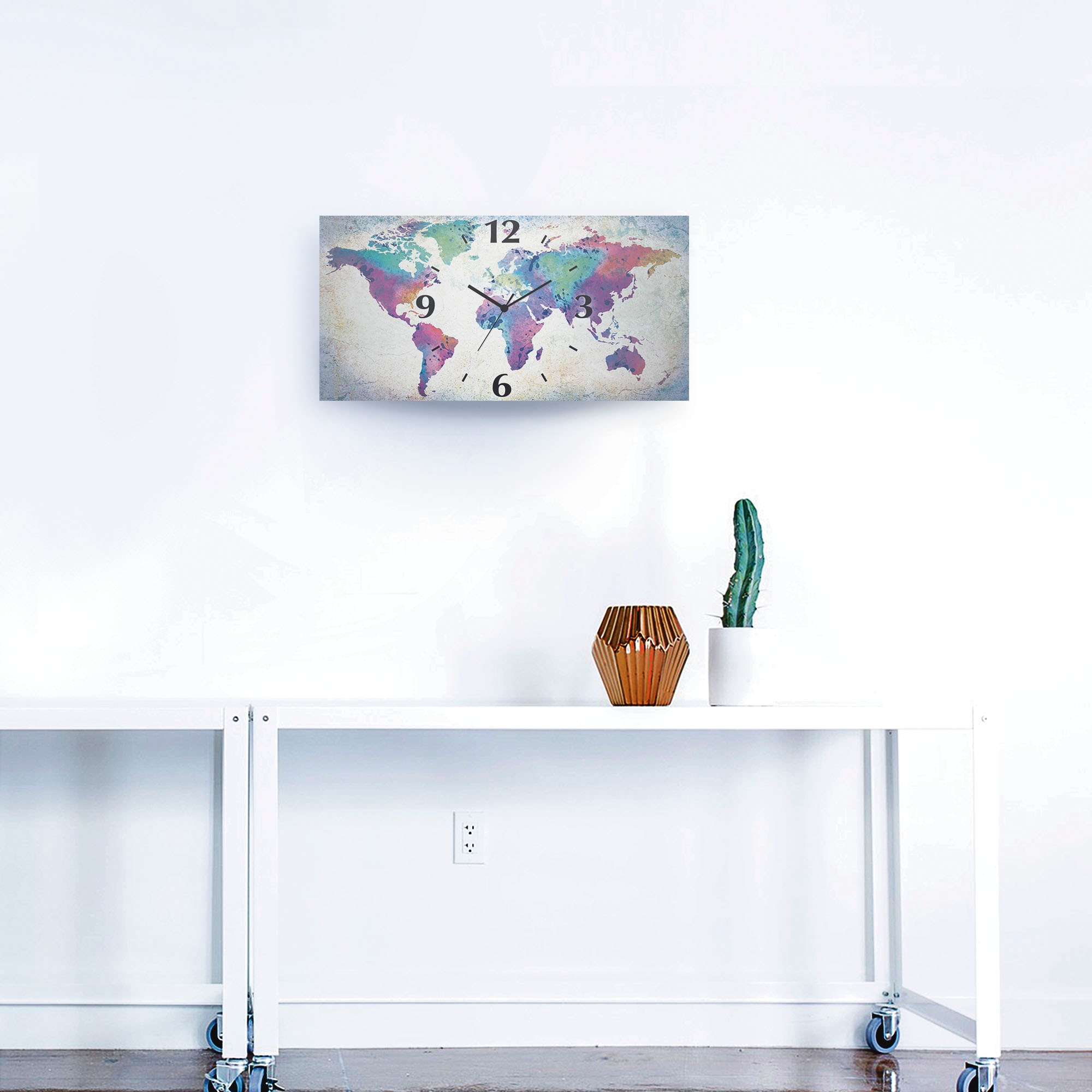 Artland Wanduhr »bunte Weltkarte«, mit bequem Quarz- Größen Funkuhrwerk, versch. oder 3D kaufen gebogen, Optik