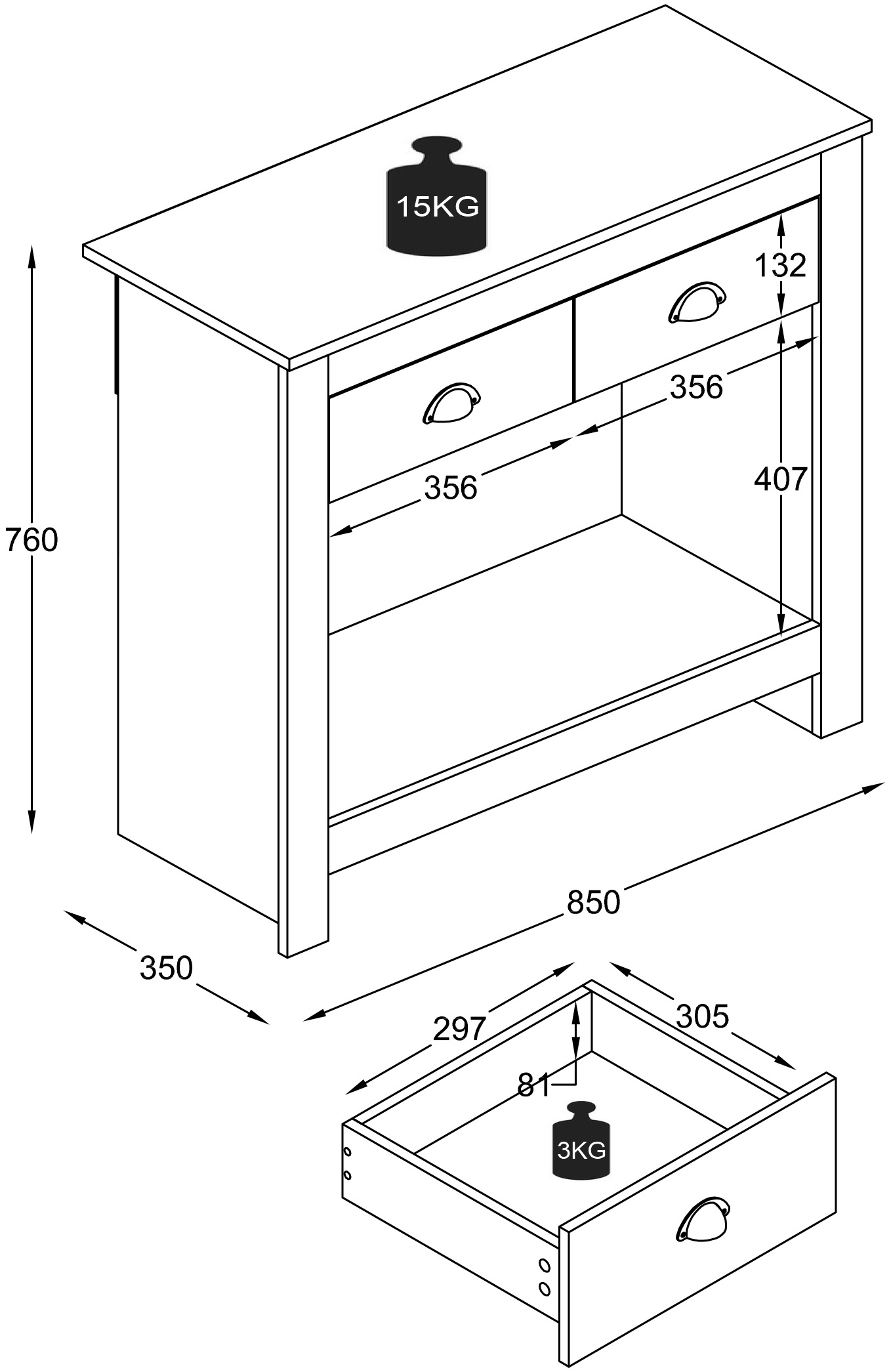 VCM Kommode »Holz Kommode Sideboard Schublade BalusaS« 1 Stk. tlg.