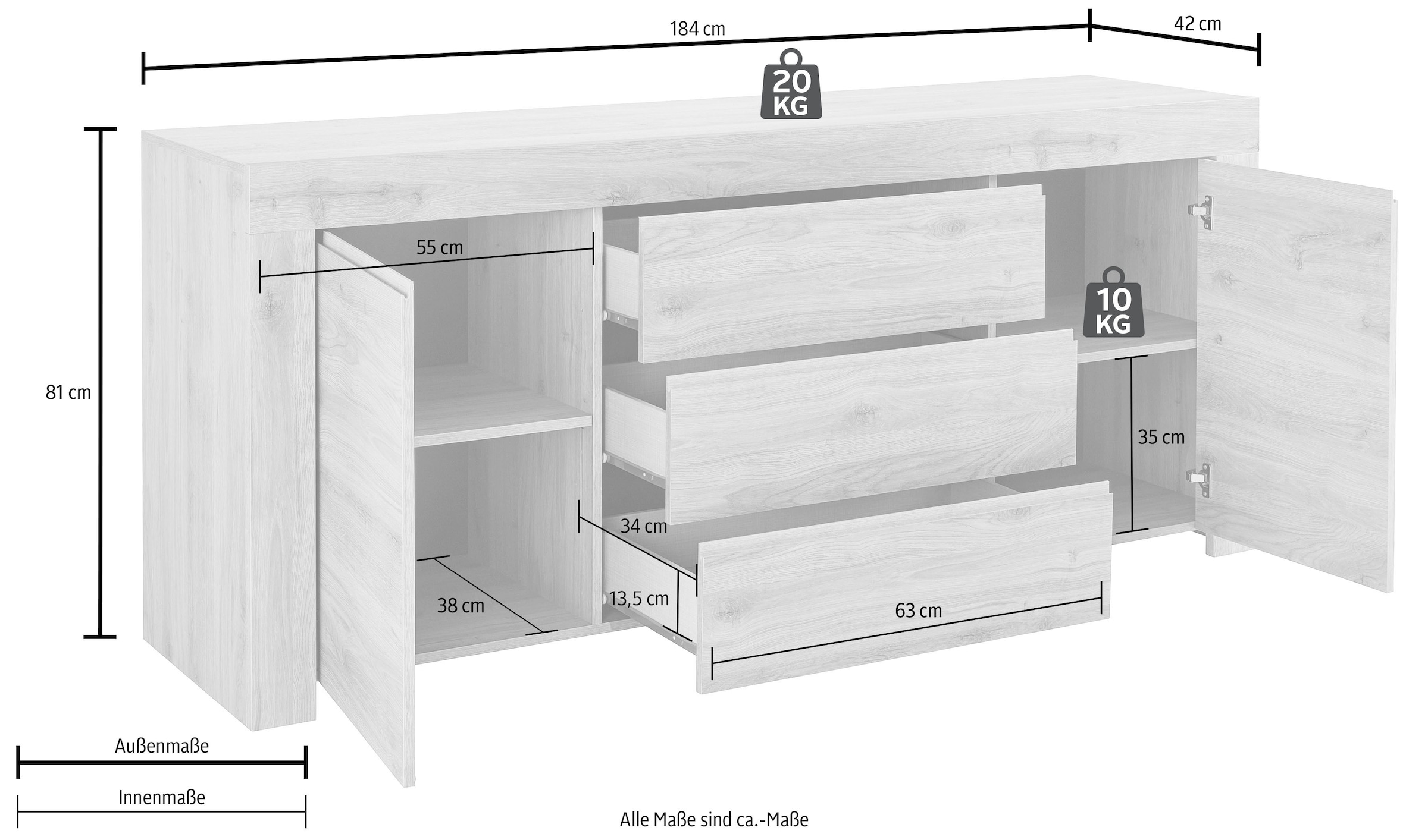 INOSIGN Sideboard »Firenze«, Breite 184 cm