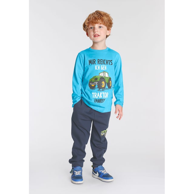 KIDSWORLD Shirt & Hose »MIR REICHTS, ICH GEH TRAKTOR FAHREN«, (Spar-Set, 2  tlg.), Langarmshirt+Jogginghose bei ♕