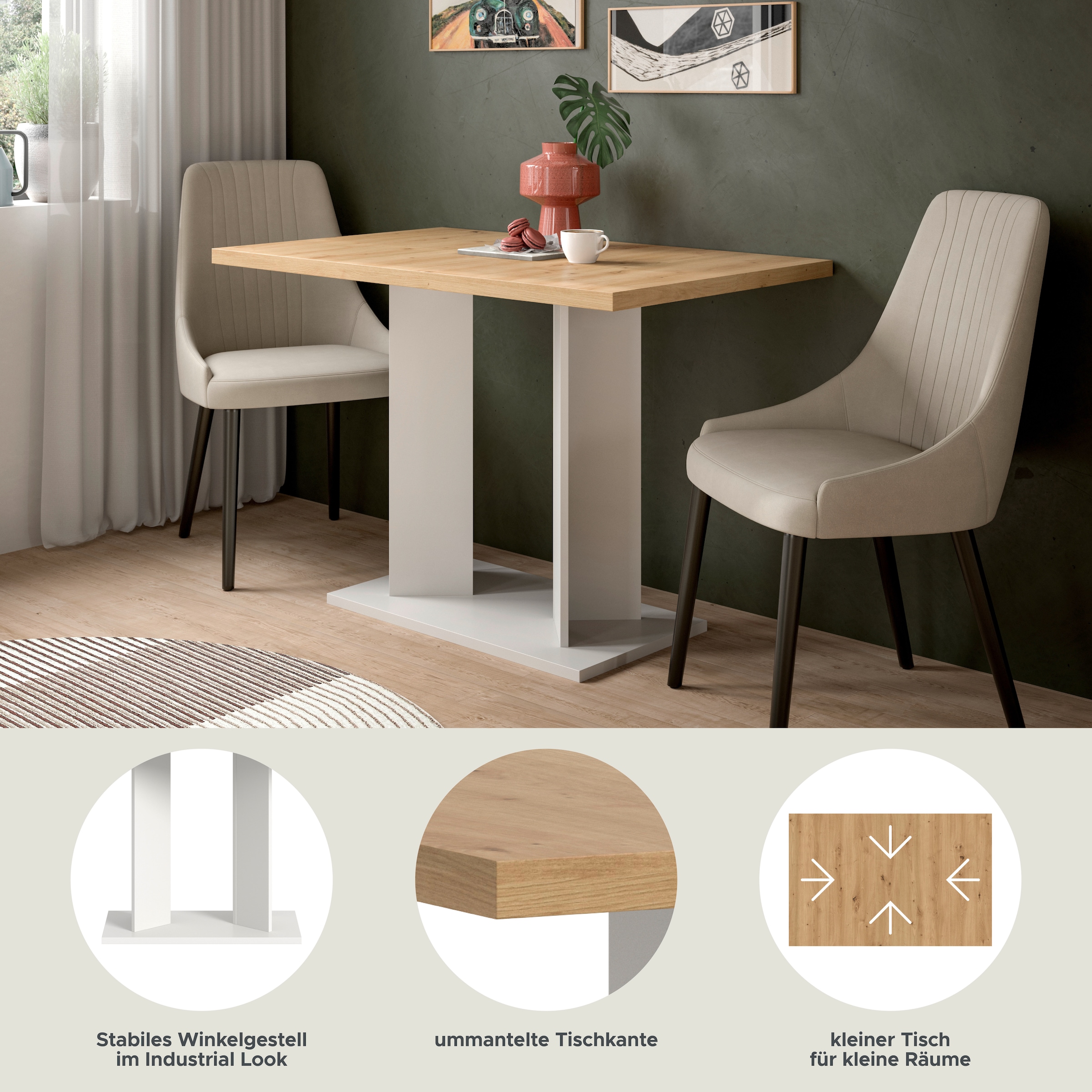 Home affaire Esstisch »GERO, 110x76x70 cm, mit Säulengestell« in verschiedenen Ausführungen erhältlich, 1 Stk. tlg. Tisch, Esstisch, Esszimmer, Esszimmertisch, Küchetisch, Bartisch