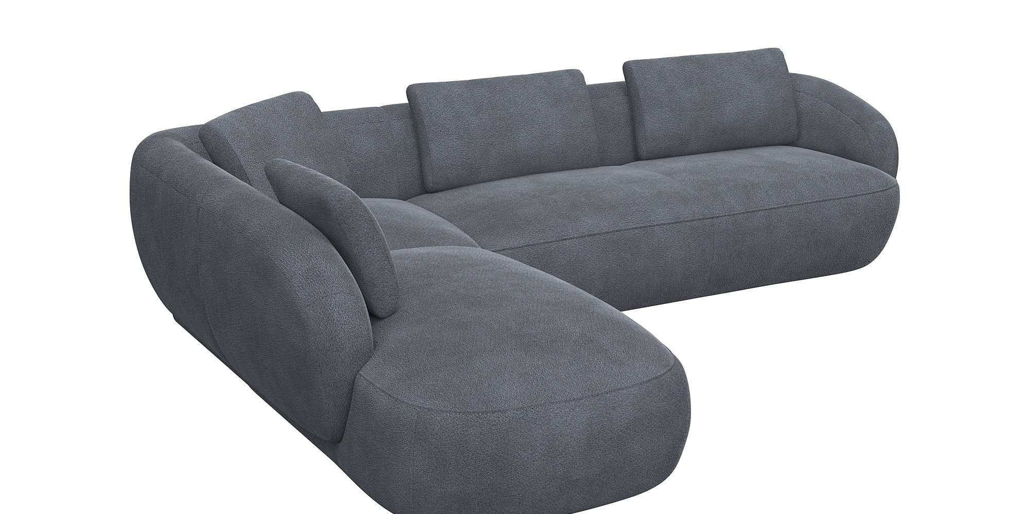 FLEXLUX Ecksofa »Torino, rund, L-Form, Sofa-Ecke mit Ottomane«, Modernes, organisches Sofa-Design, Kaltschaum, Wellenunterfederung