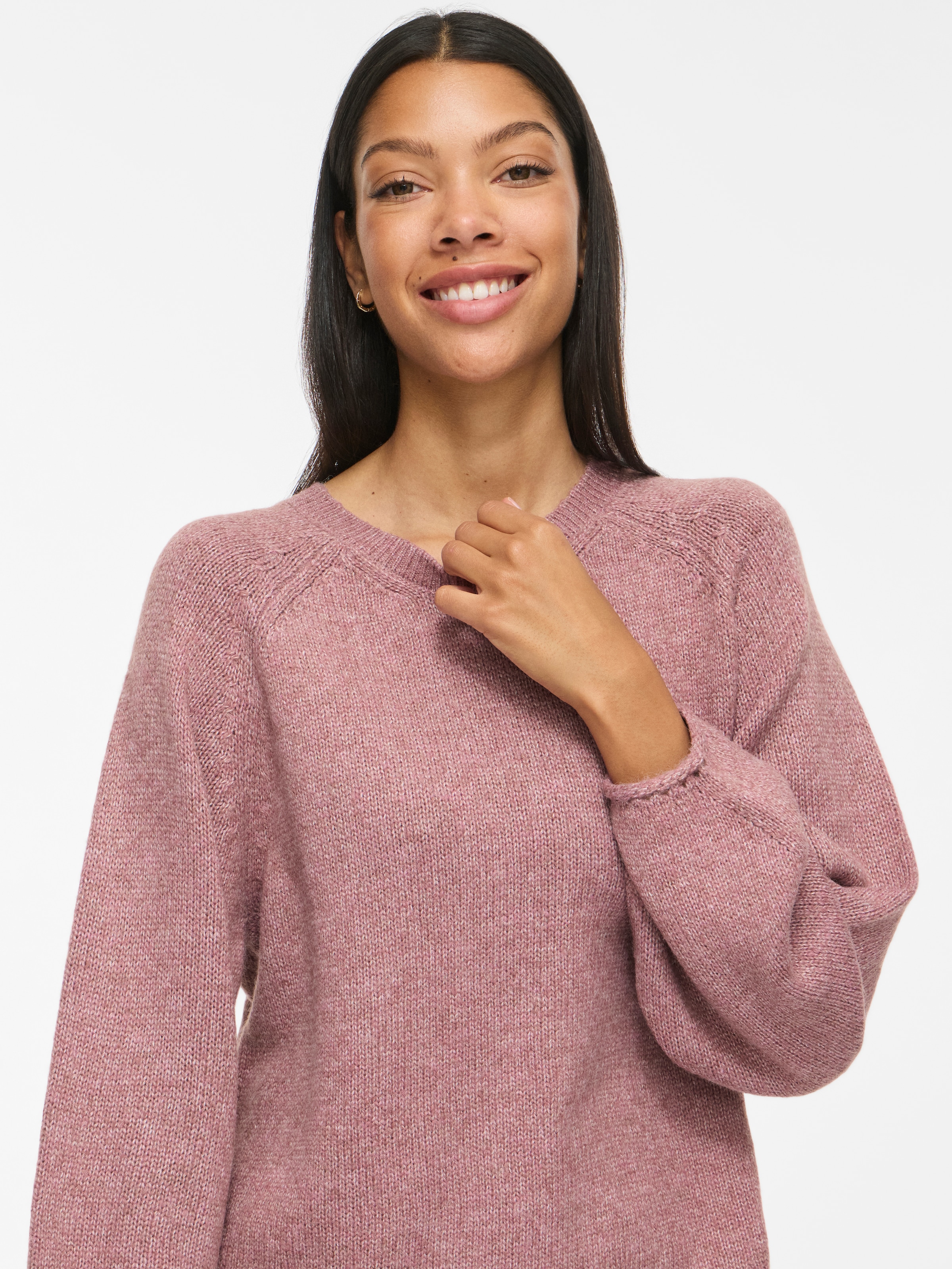 Vila Strickpullover »VISAPNA O-NECK L/S KNIT TOP/PB/1« Materialmix, regular fit