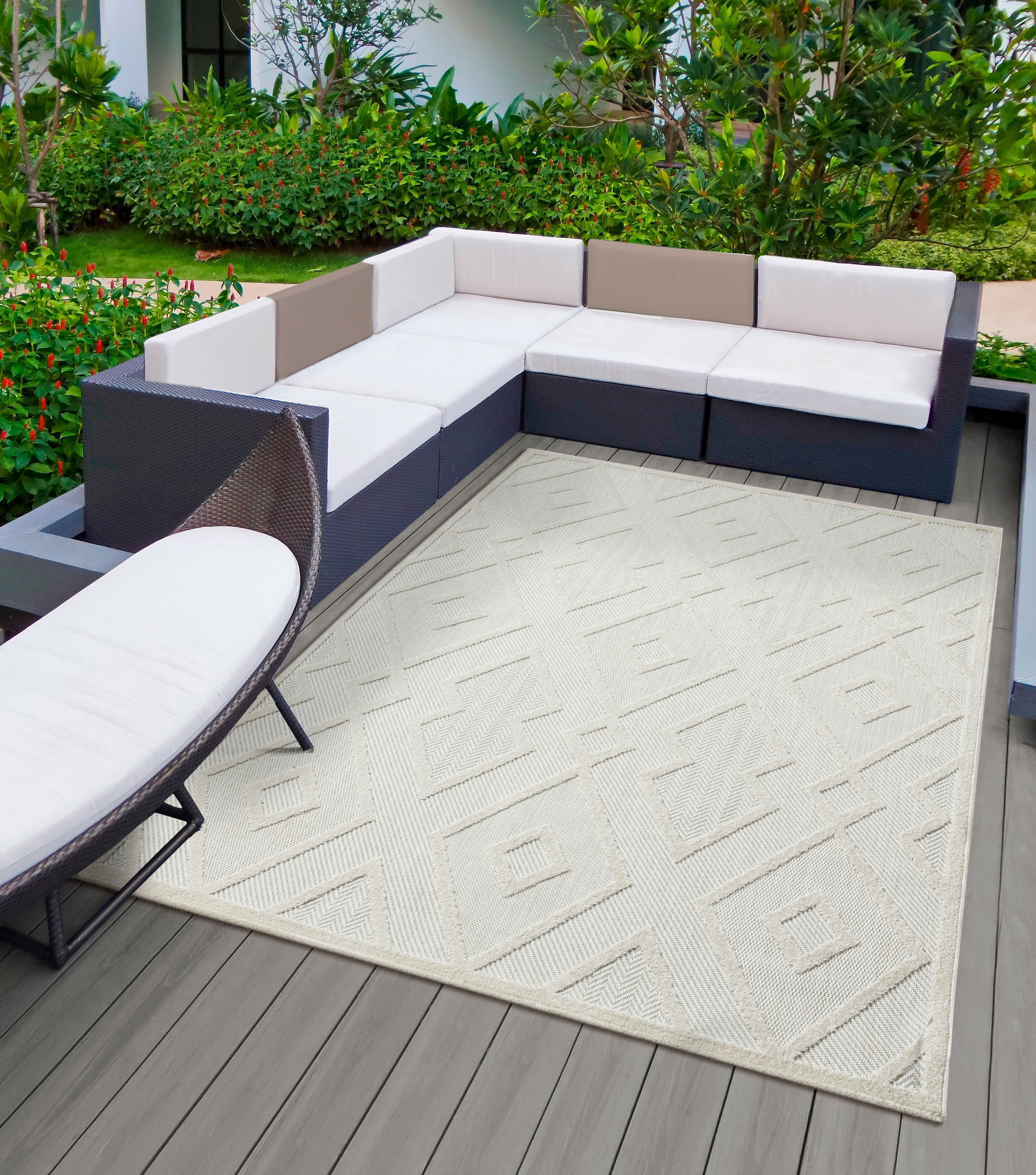 merinos Teppich »Tenerife 54085«, rechteckig, robuster In- Outdoor geeignet, Kurzflor, Balkon, Außenbereich und