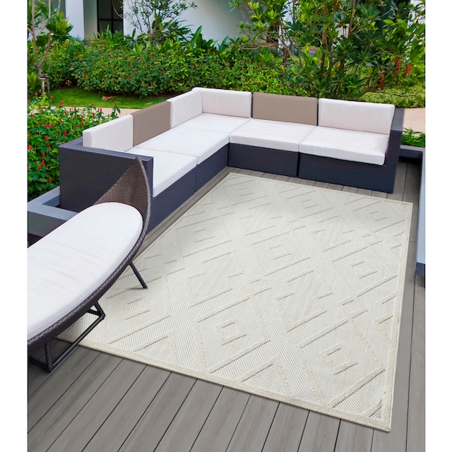 merinos Teppich »Tenerife 54085«, rechteckig, In- und Outdoor geeignet,  robuster Kurzflor, Balkon, Außenbereich