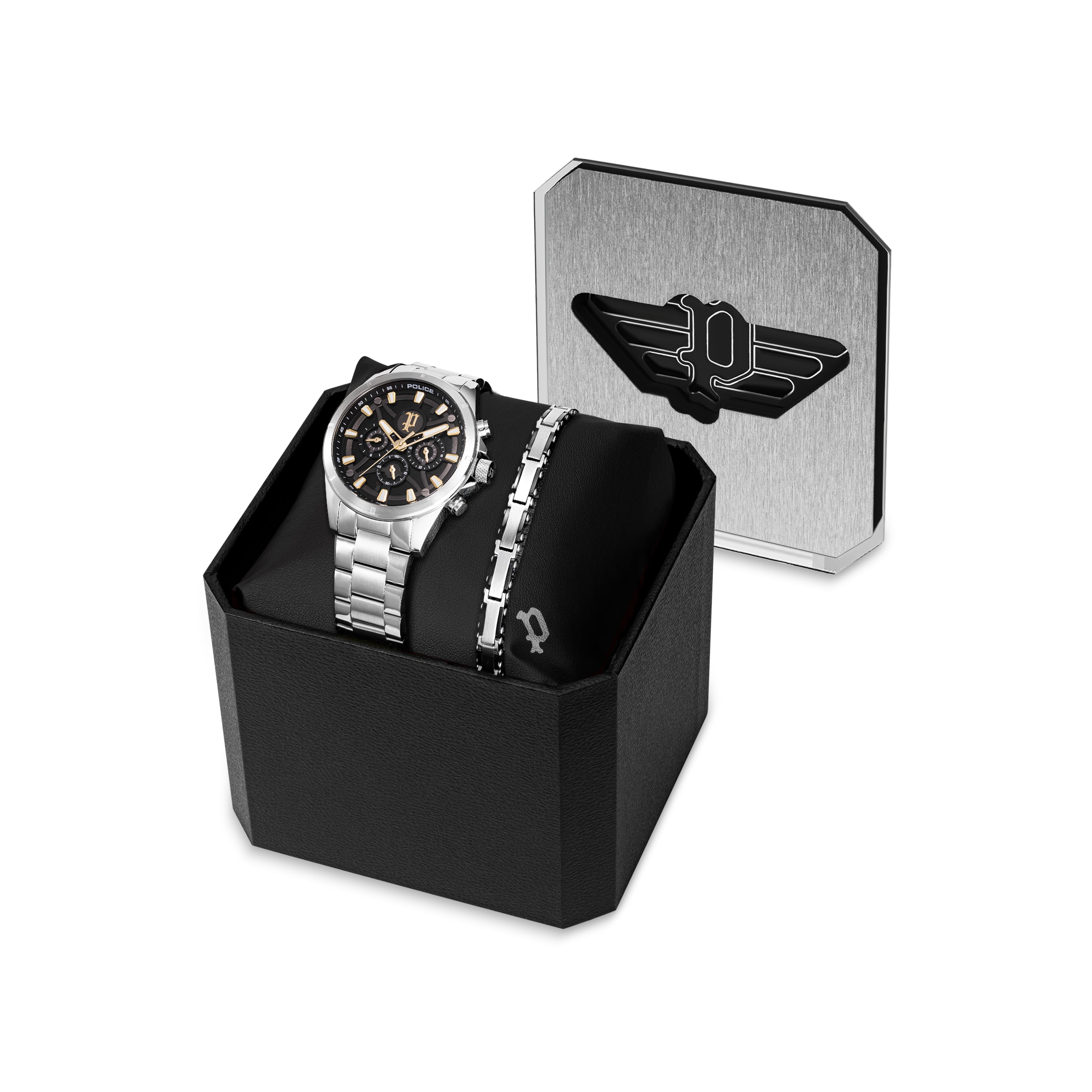 Police Quarzuhr »Defender« Armbanduhr, Herrenuhr, Edelstahlarmband, Ideal auch als Geschenk
