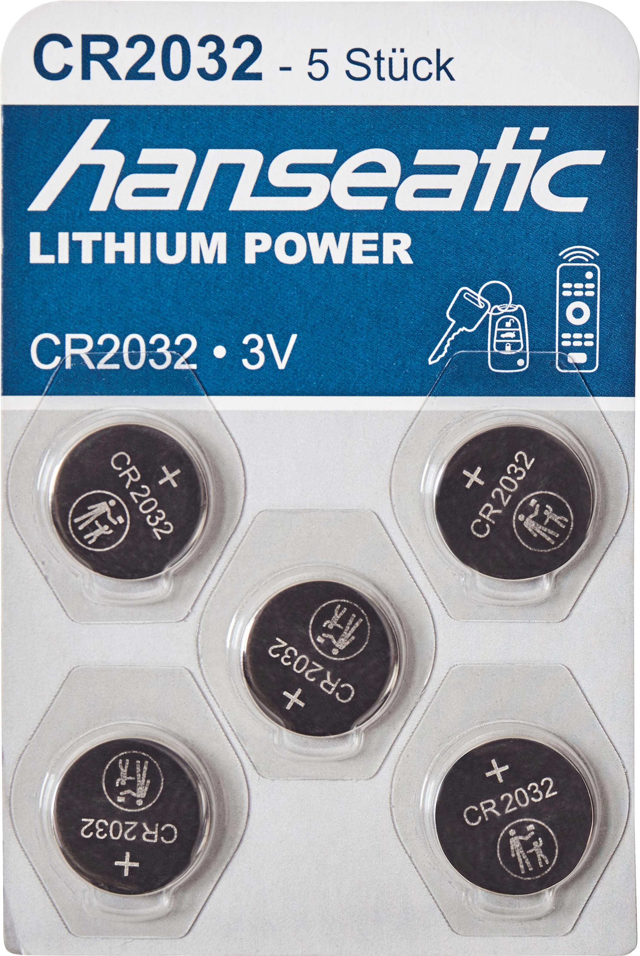 Hanseatic Batterie »25 Stück Batterie Mix Set«, (Spar-Set, 25 St., 1x 10 AA + 1x 10 AAA + 1x 5 2032), 10x AA + 10x AAA + 5x CR 2032