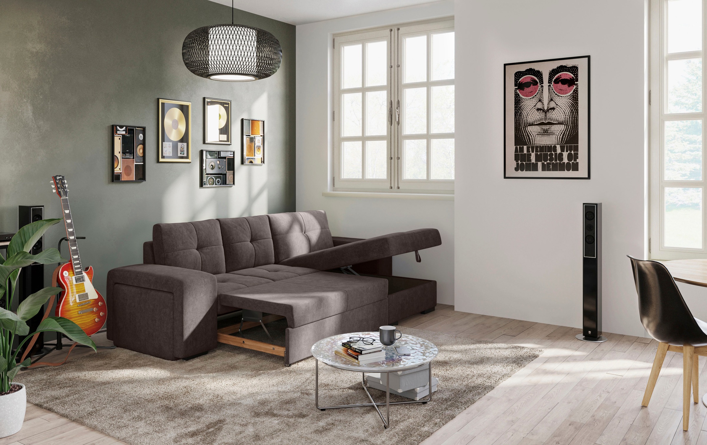 COTTA Ecksofa »Mattina L-Form«, mit Hocker, wahlweise mit Bettfunktion & Bettkasten
