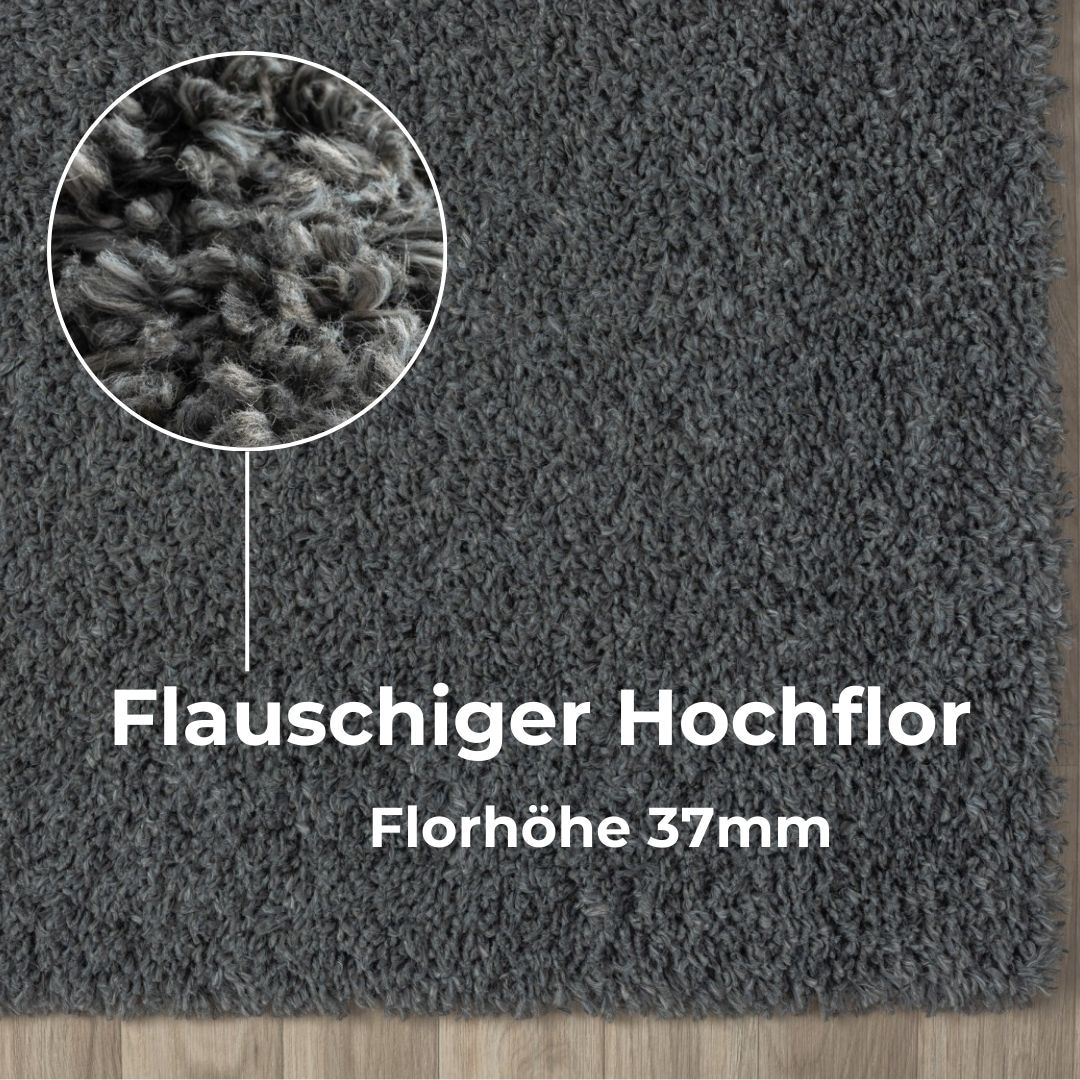 my home Hochflor-Teppich »Banji«, rechteckig, 37 mm Höhe, Uni Farben, weich und flauschig, auch als Läufer & in rund erhältlich
