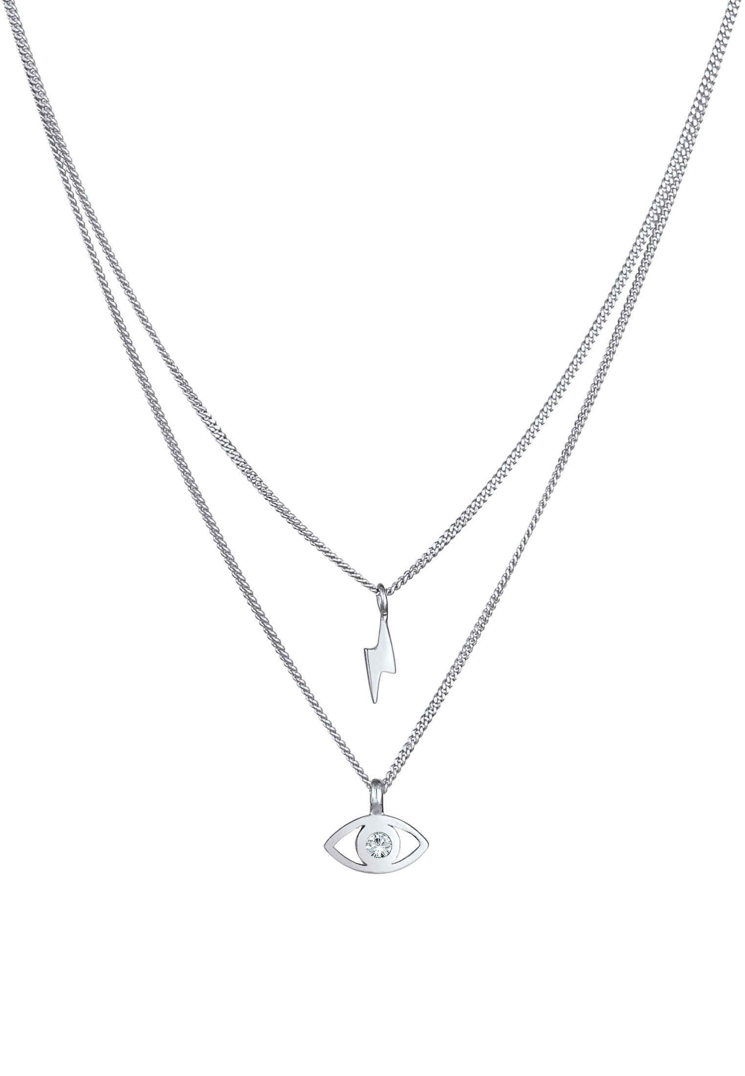 Elli Silberkette »Halskette Layer Evil Eye Blitz 925 Silber, mit Kristallen von Swarovski®«