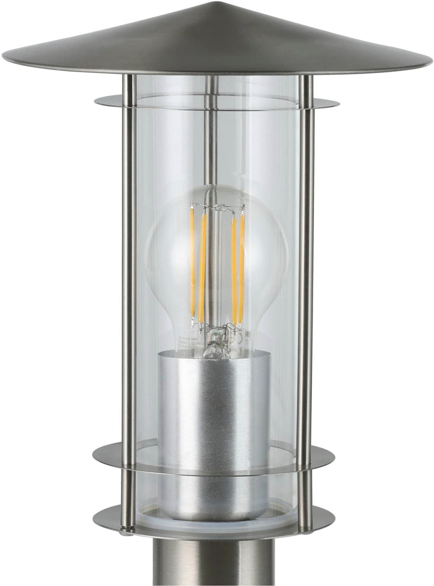 EGLO Stehlampe »Lisio Außen-Wegelampe, Stehlampe, Wegeleuchte, silber, E27, IP44« E27 1 Stk. Stehleuchte - H50 x Ø17,5 cm - edelstahl - 1X60W exkl.